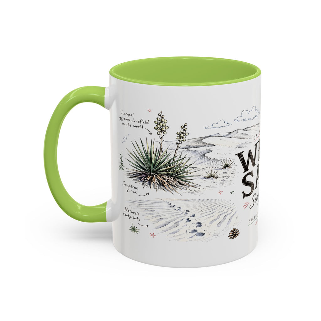 White Sands National Park Coffee Mug | New Mexico Desert Sand Dunes Gift | Accent Color Ceramic 11oz 15oz