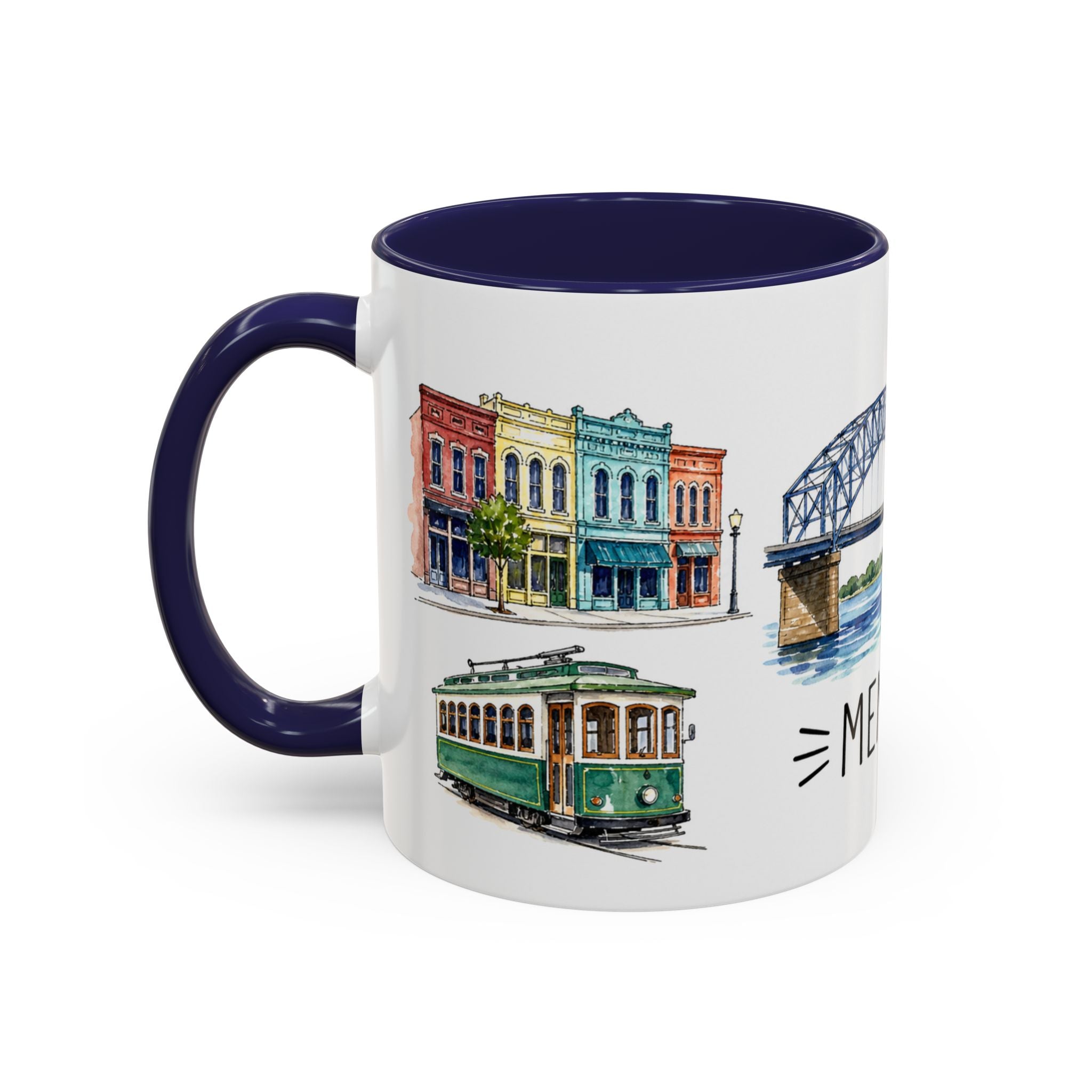 Memphis Illustrated Travel Mug | City Souvenir Accent Coffee Mug | 11oz 15oz Ceramic Cup