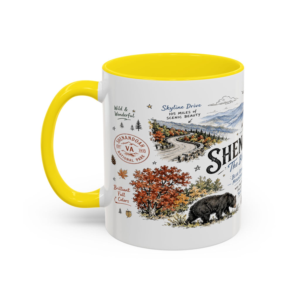 Shenandoah National Park Coffee Mug | Virginia Blue Ridge Hiking Autumn Gift | Accent Color Ceramic 11oz 15oz