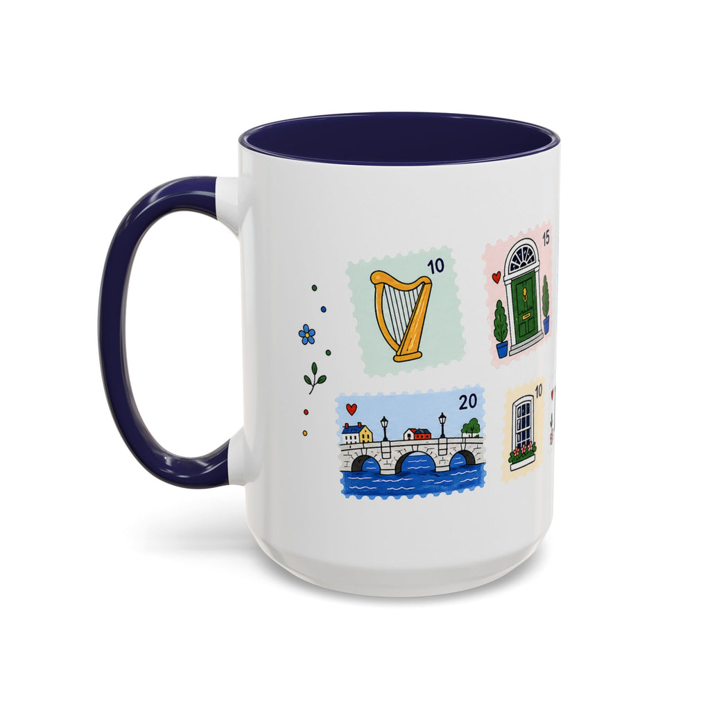 Dublin Coffee Mug | Postage Stamp Collage Mug | Travel Souvenir Accent Cup 11oz 15oz