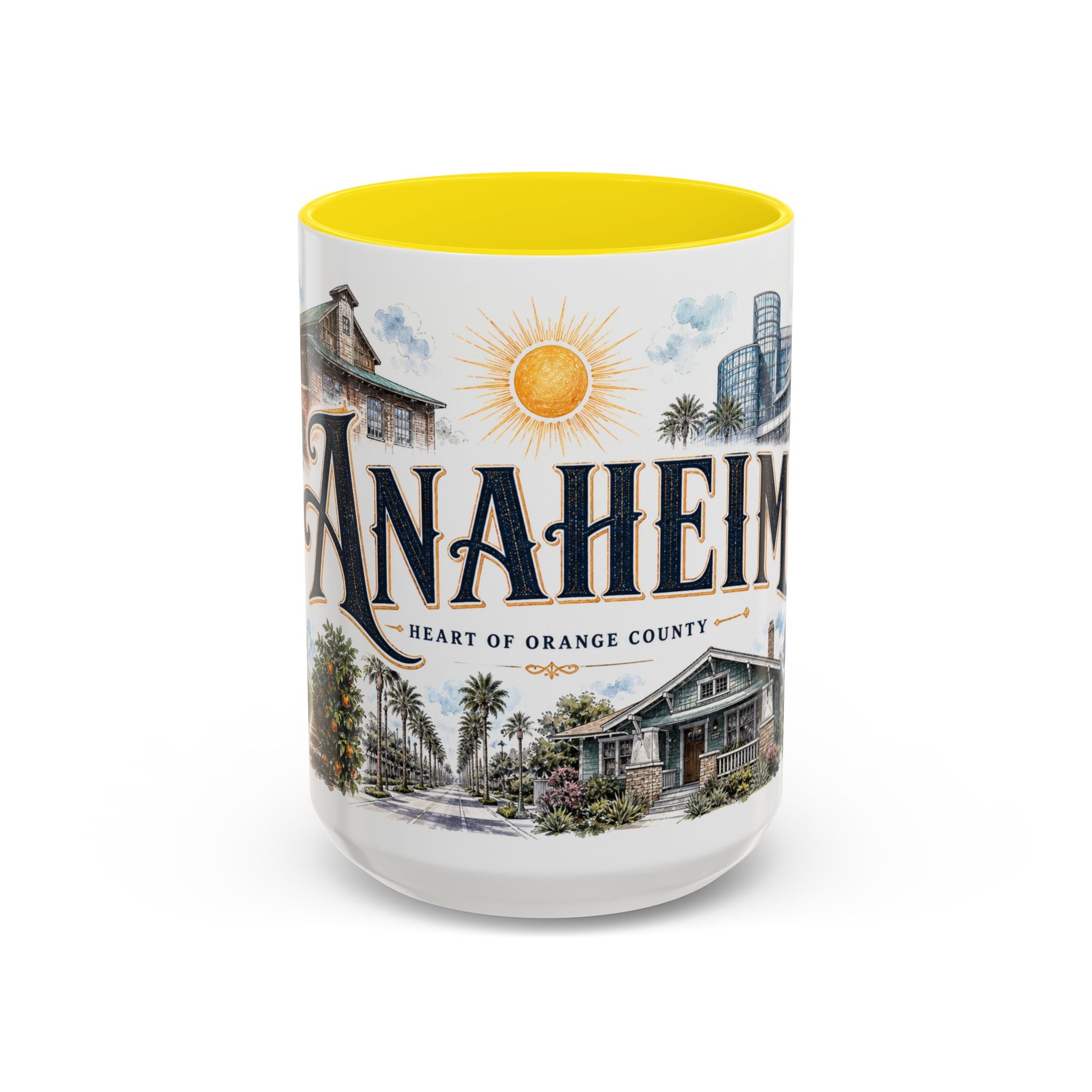 Anaheim Coffee Mug | United States Travel Souvenir | Vintage Illustrated City Gift | 11 oz 15 oz Accent Mug