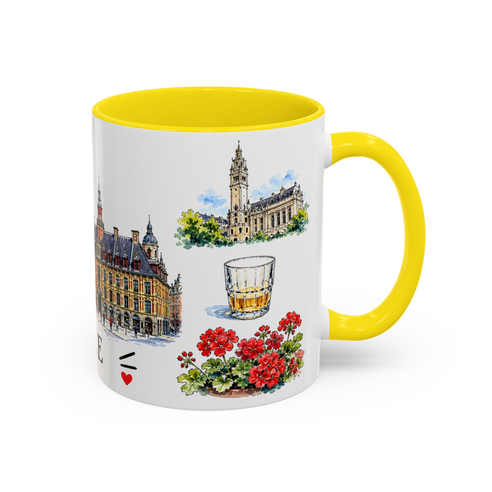Lille Illustrated Travel Mug | City Souvenir Accent Coffee Mug | 11oz 15oz Ceramic Cup