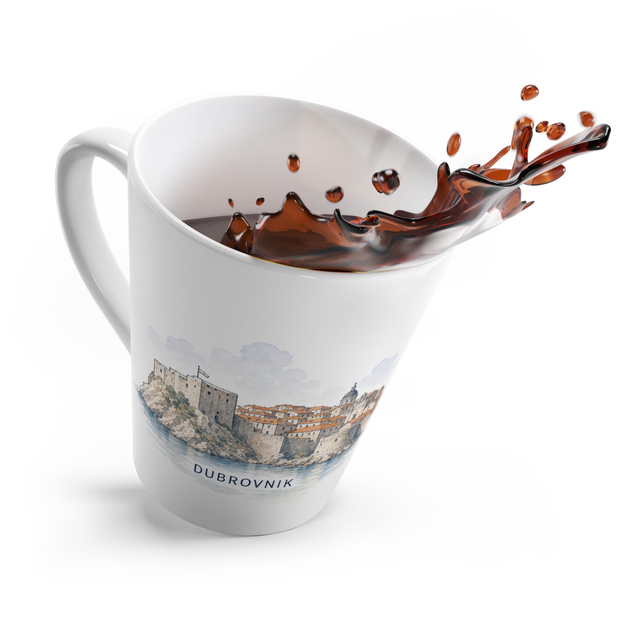 Dubrovnik Latte Mug | Watercolor City Travel Mug | 12 oz Ceramic Souvenir Gift