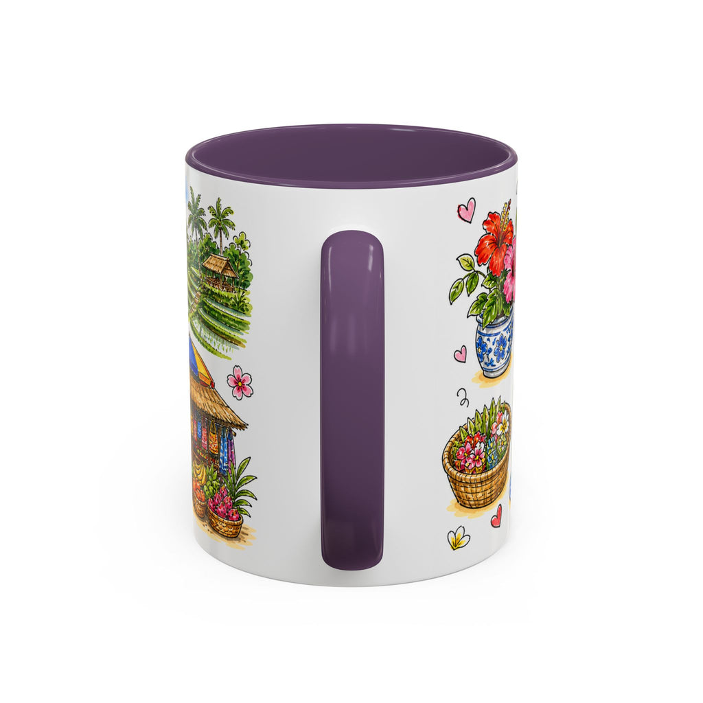 Ubud Illustrated Travel Mug | City Souvenir Accent Coffee Mug | 11oz 15oz Ceramic Cup