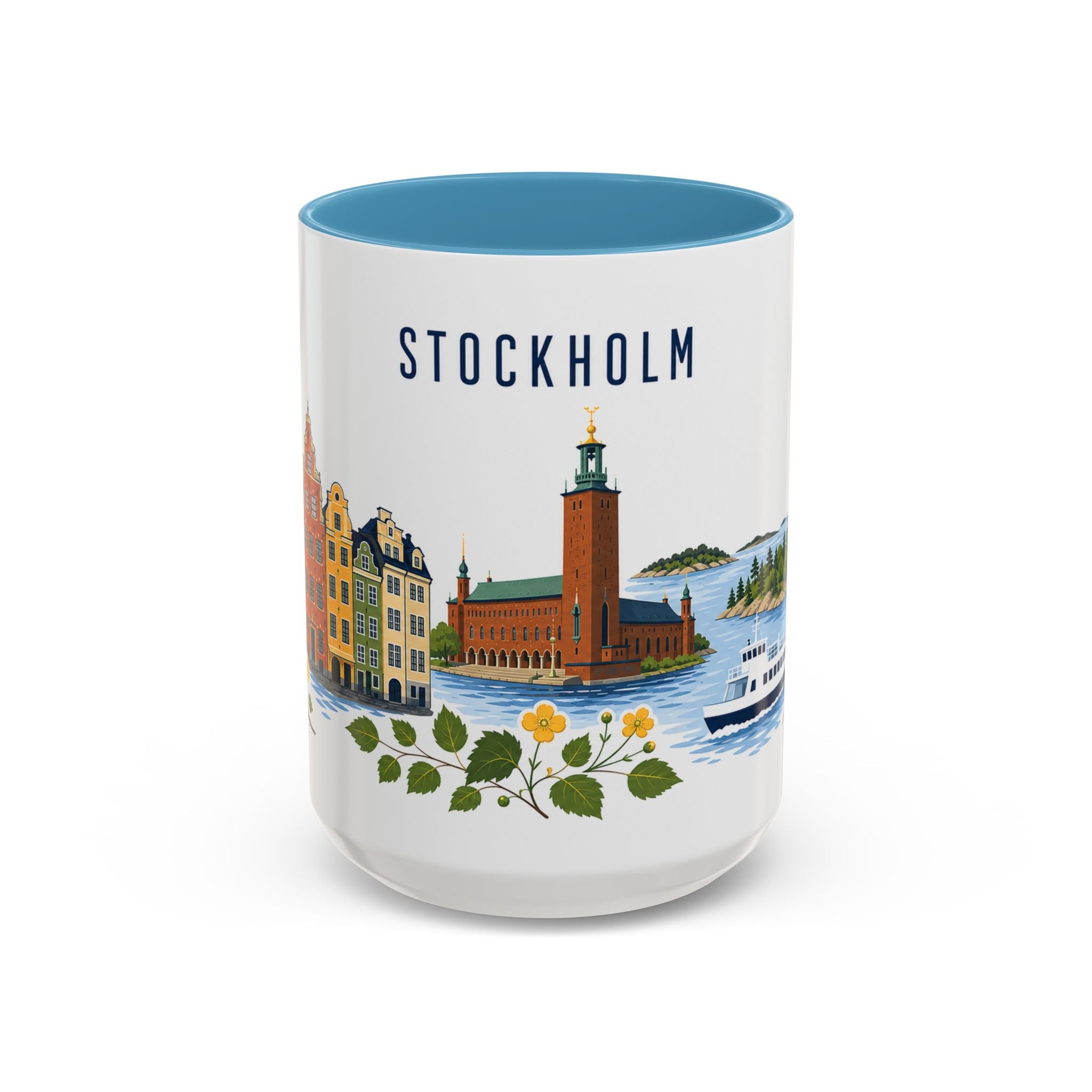 Stockholm Coffee Mug | Sweden Travel Souvenir | Porcelain Decal City Gift | 11oz 15oz Accent Mug