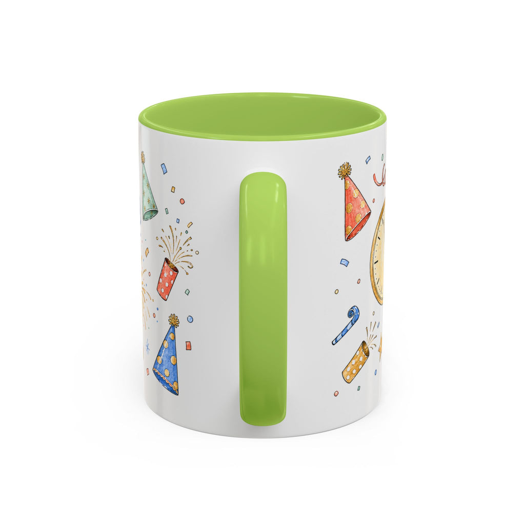 New Year Mug | Midnight Clock Toast Watercolor Celebration Gift | Accent Cup 11oz 15oz