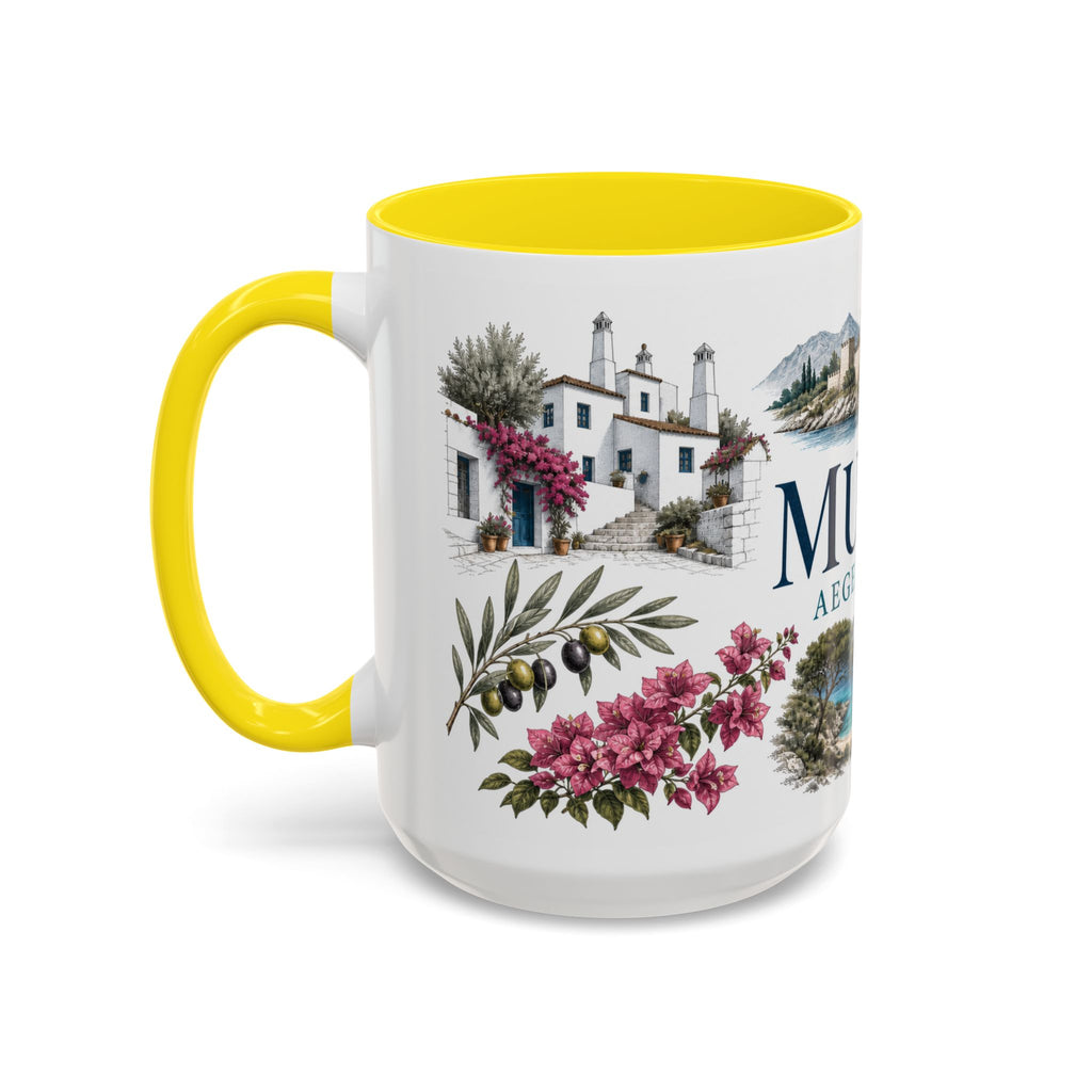 Mugla Coffee Mug | Turkey Travel Souvenir | Vintage Illustrated City Gift | 11 oz 15 oz Accent Mug
