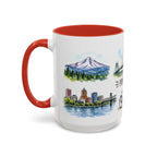 Portland Illustrated Travel Mug | City Souvenir Accent Coffee Mug | 11oz 15oz Ceramic Cup