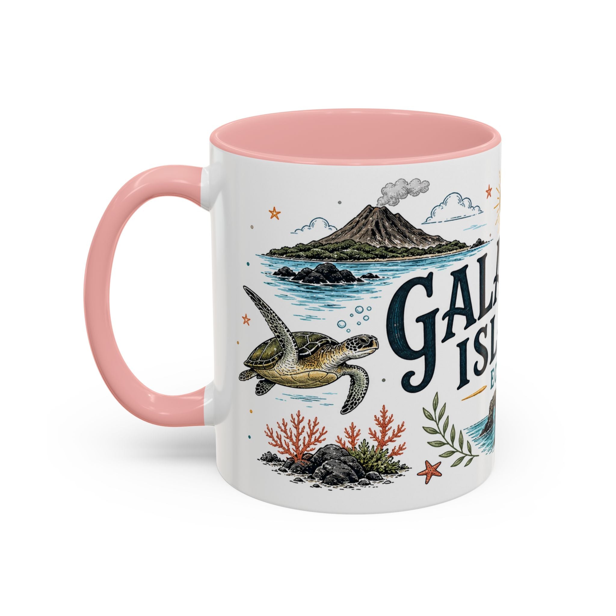 Galapagos Islands Coffee Mug | Travel Destination Souvenir Gift | Accent Color Ceramic 11oz 15oz