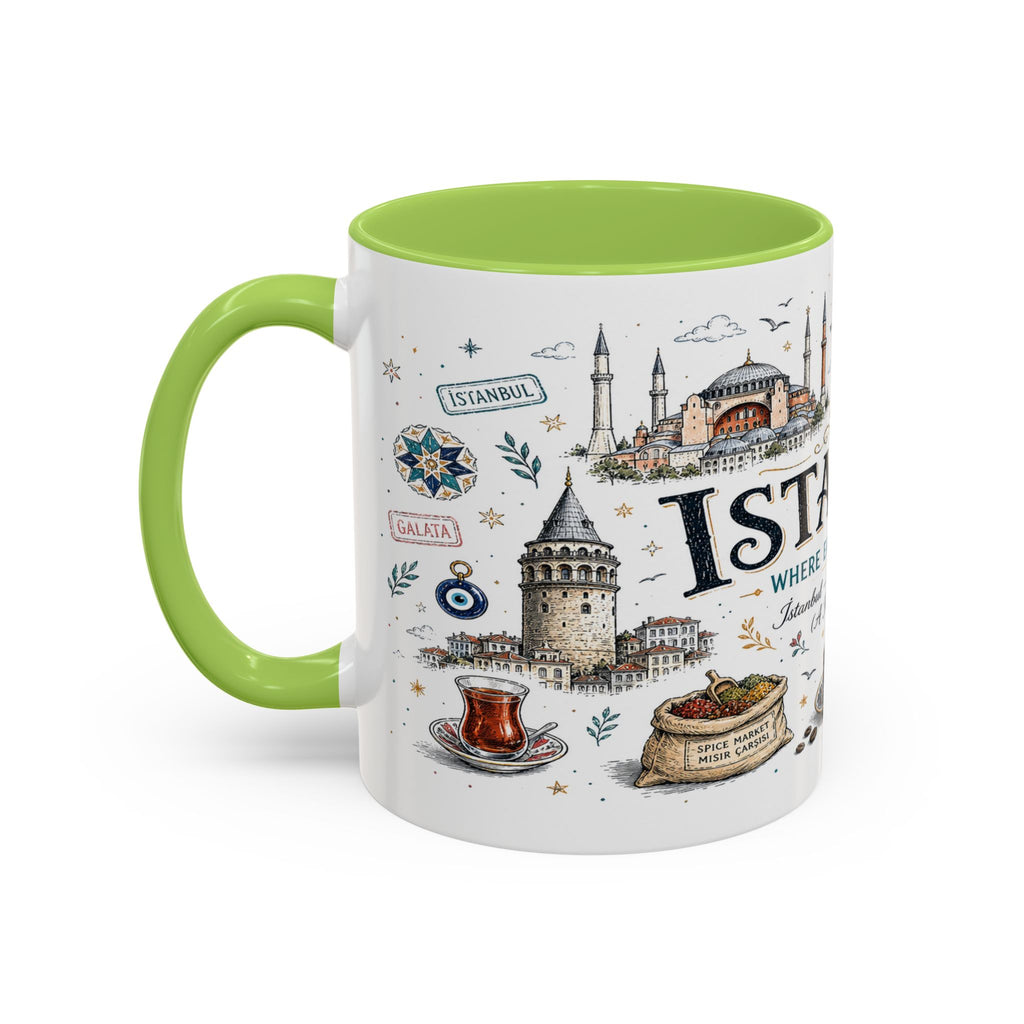 Istanbul Coffee Mug | Turkey Souvenir Travel Gift | Accent Color Ceramic 11oz 15oz