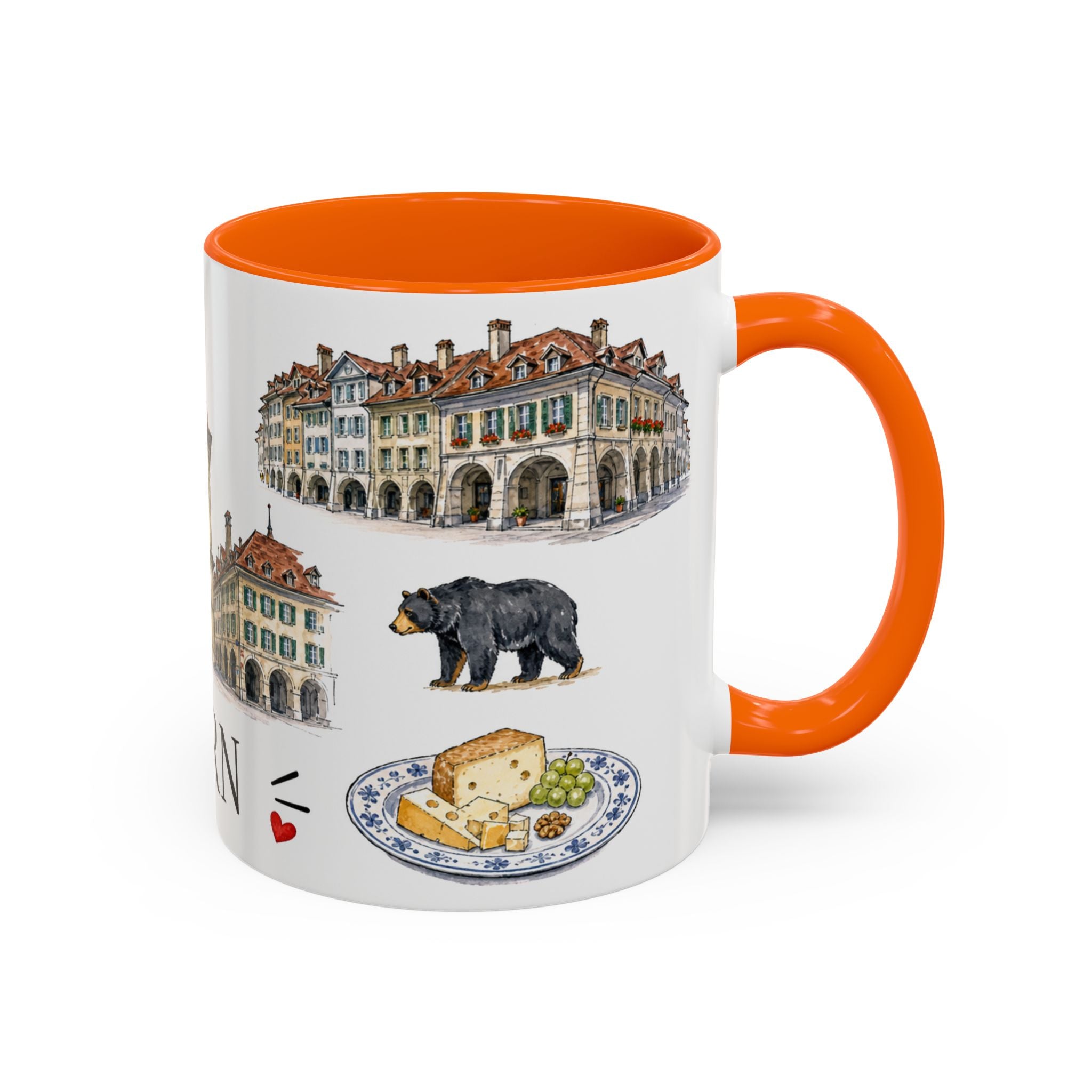 Bern Illustrated Travel Mug | City Souvenir Accent Coffee Mug | 11oz 15oz Ceramic Cup
