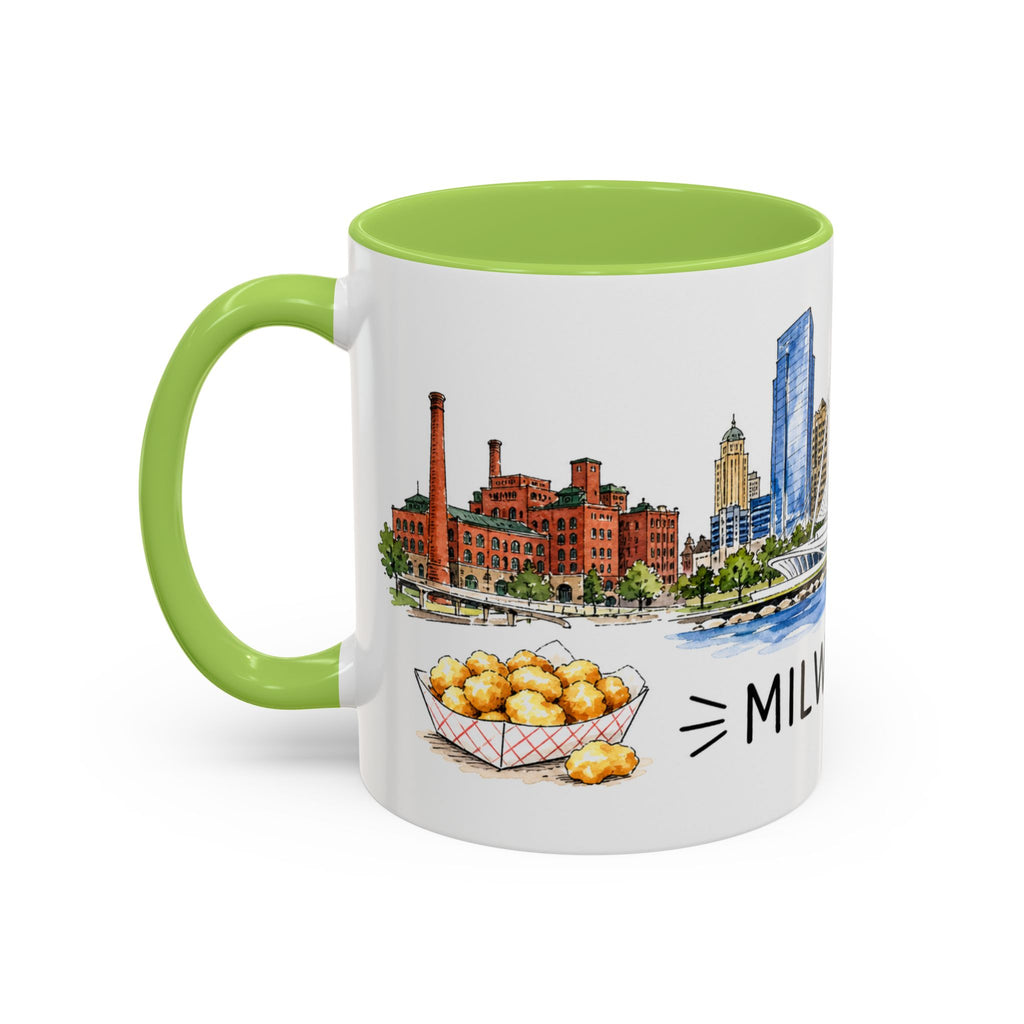 Milwaukee Illustrated Travel Mug | City Souvenir Accent Coffee Mug | 11oz 15oz Ceramic Cup
