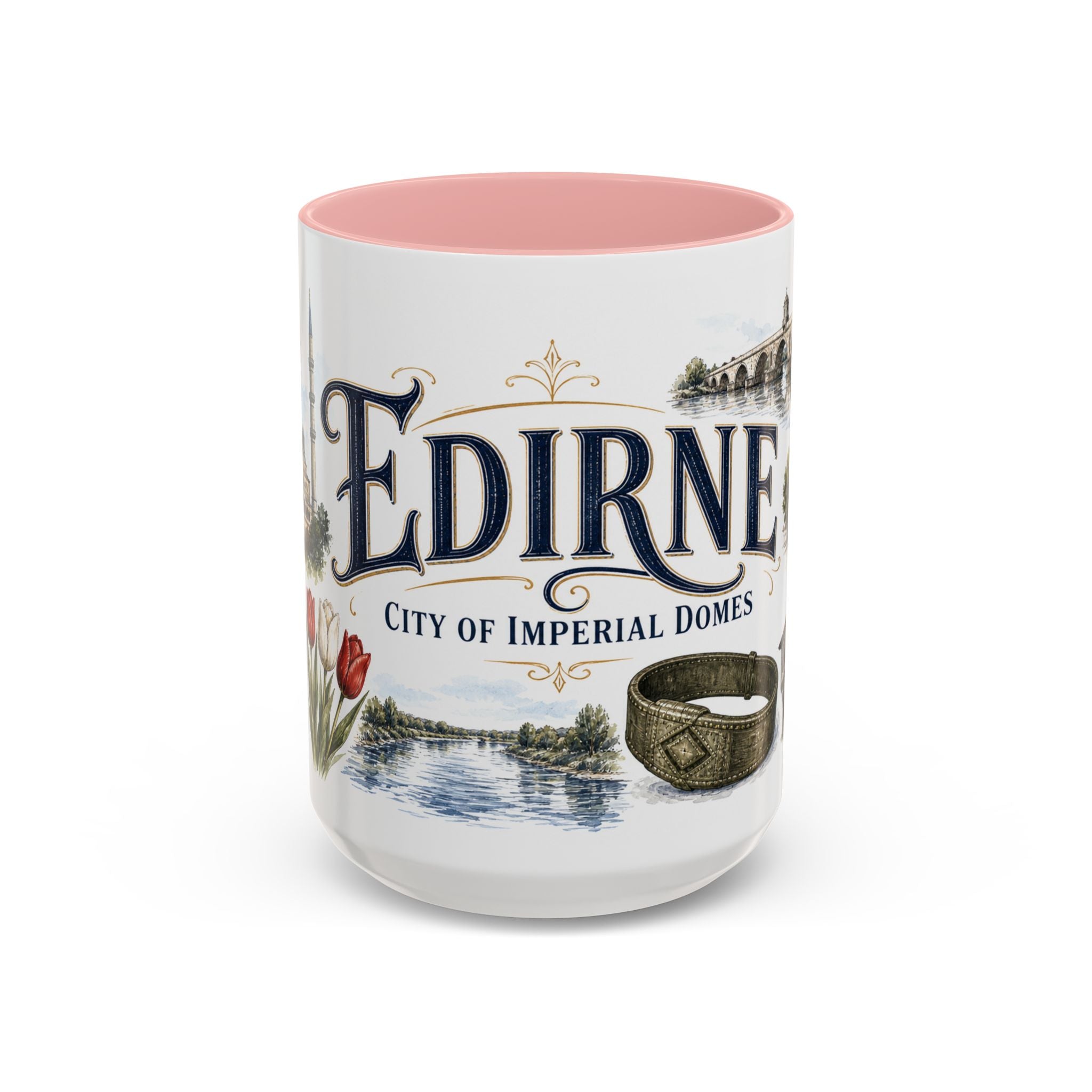 Edirne Coffee Mug | Turkey Travel Souvenir | Vintage Illustrated City Gift | 11 oz 15 oz Accent Mug