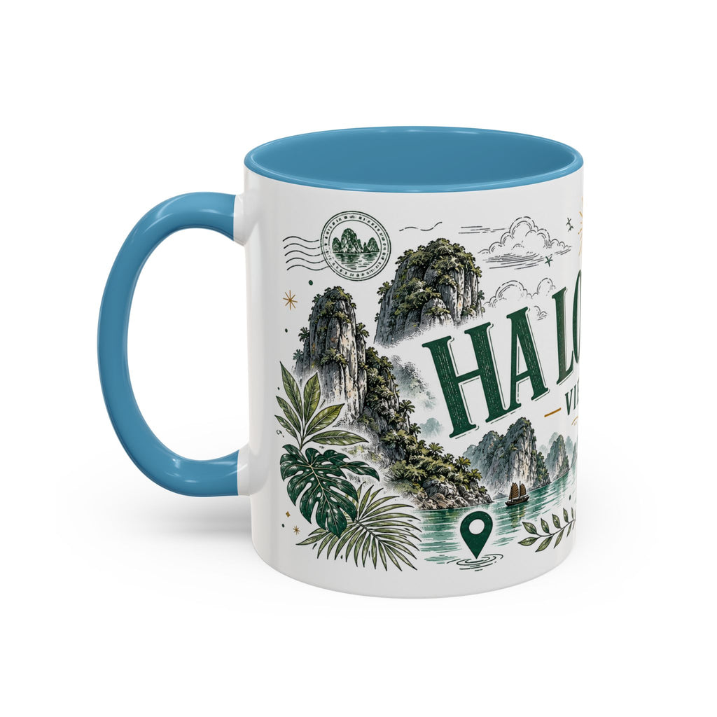 Ha Long Bay Coffee Mug | Travel Destination Souvenir Gift | Accent Color Ceramic 11oz 15oz