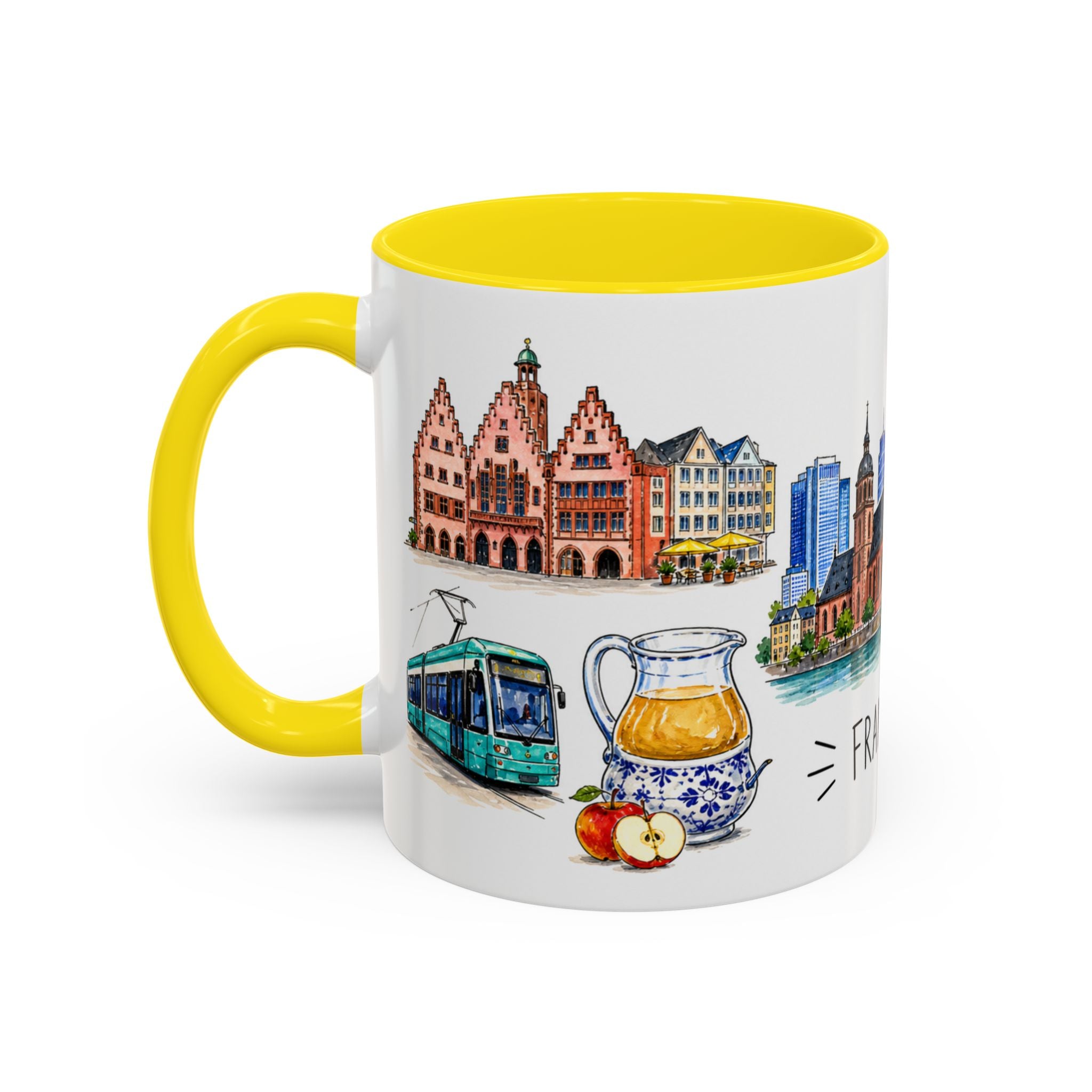 Frankfurt Illustrated Travel Mug | City Souvenir Accent Coffee Mug | 11oz 15oz Ceramic Cup