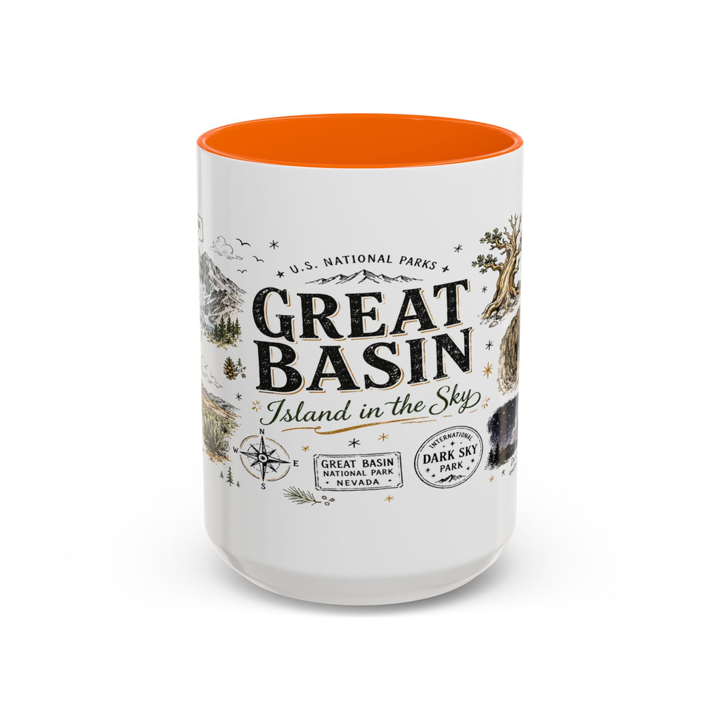 Great Basin National Park Coffee Mug | Nevada Desert Stargazing Hiking Gift | Accent Color Ceramic 11oz 15oz