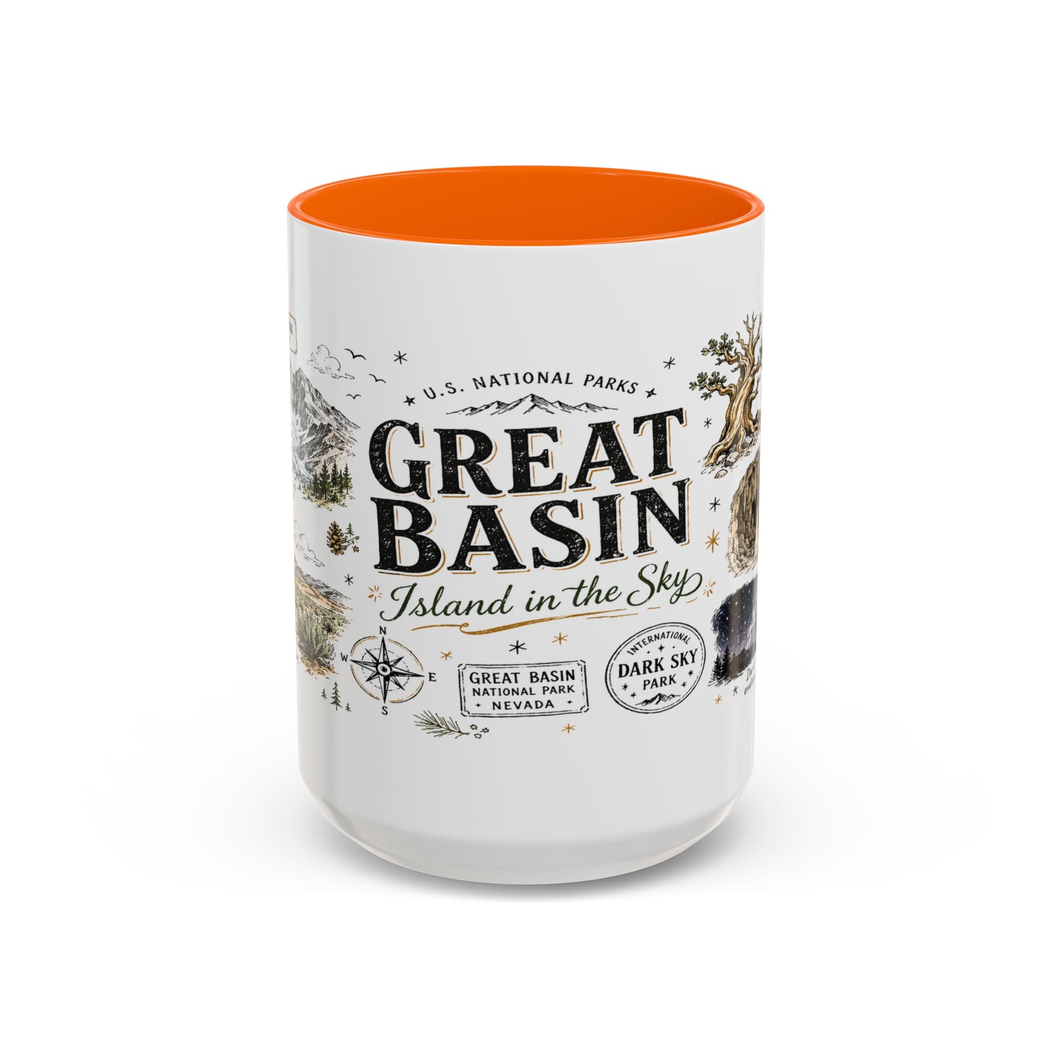 Great Basin National Park Coffee Mug | Nevada Desert Stargazing Hiking Gift | Accent Color Ceramic 11oz 15oz