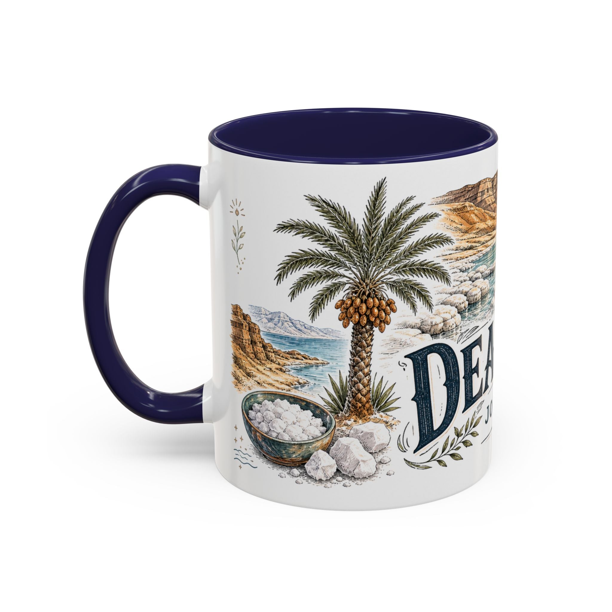 Dead Sea Mug, Jordan Travel Souvenir, Bucket List Gift, Accent Ceramic Coffee Mug 11oz 15oz