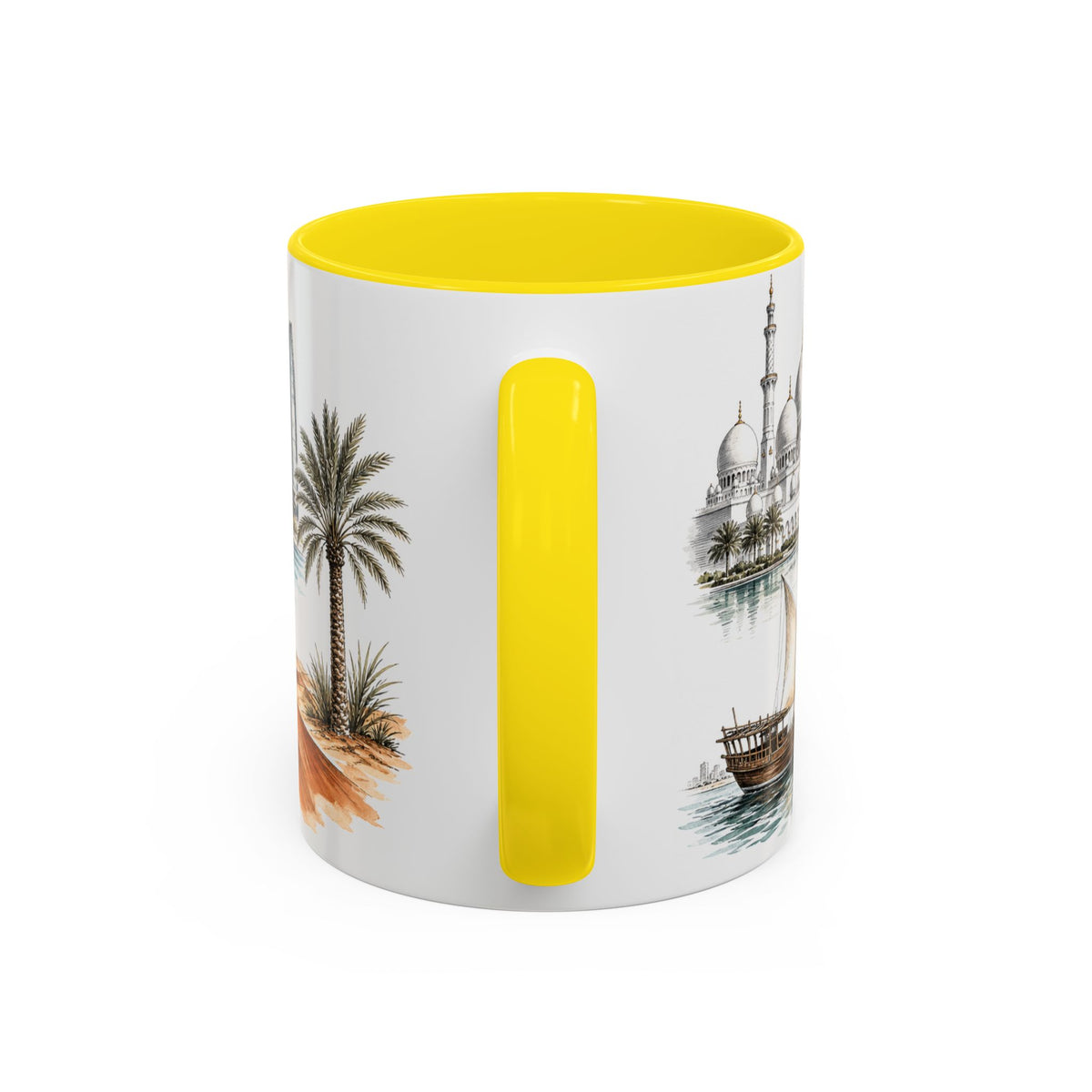 Abu Dhabi Coffee Mug | United Arab Emirates Travel Souvenir | Vintage Illustrated City Gift | 11 oz 15 oz Accent Mug