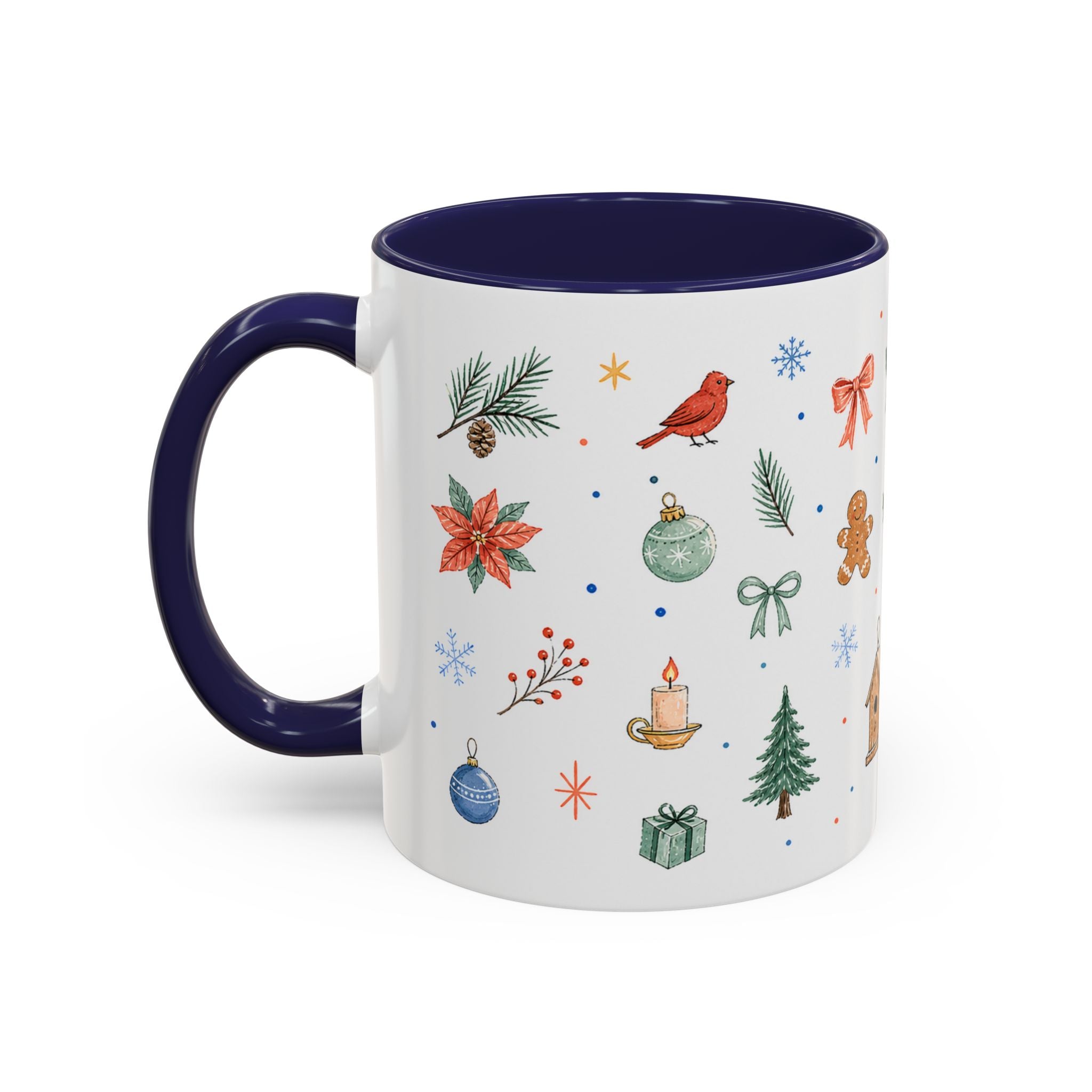 Woodland Christmas Mug | Deer Bird Watercolor Holiday Gift | Accent Cup 11oz 15oz