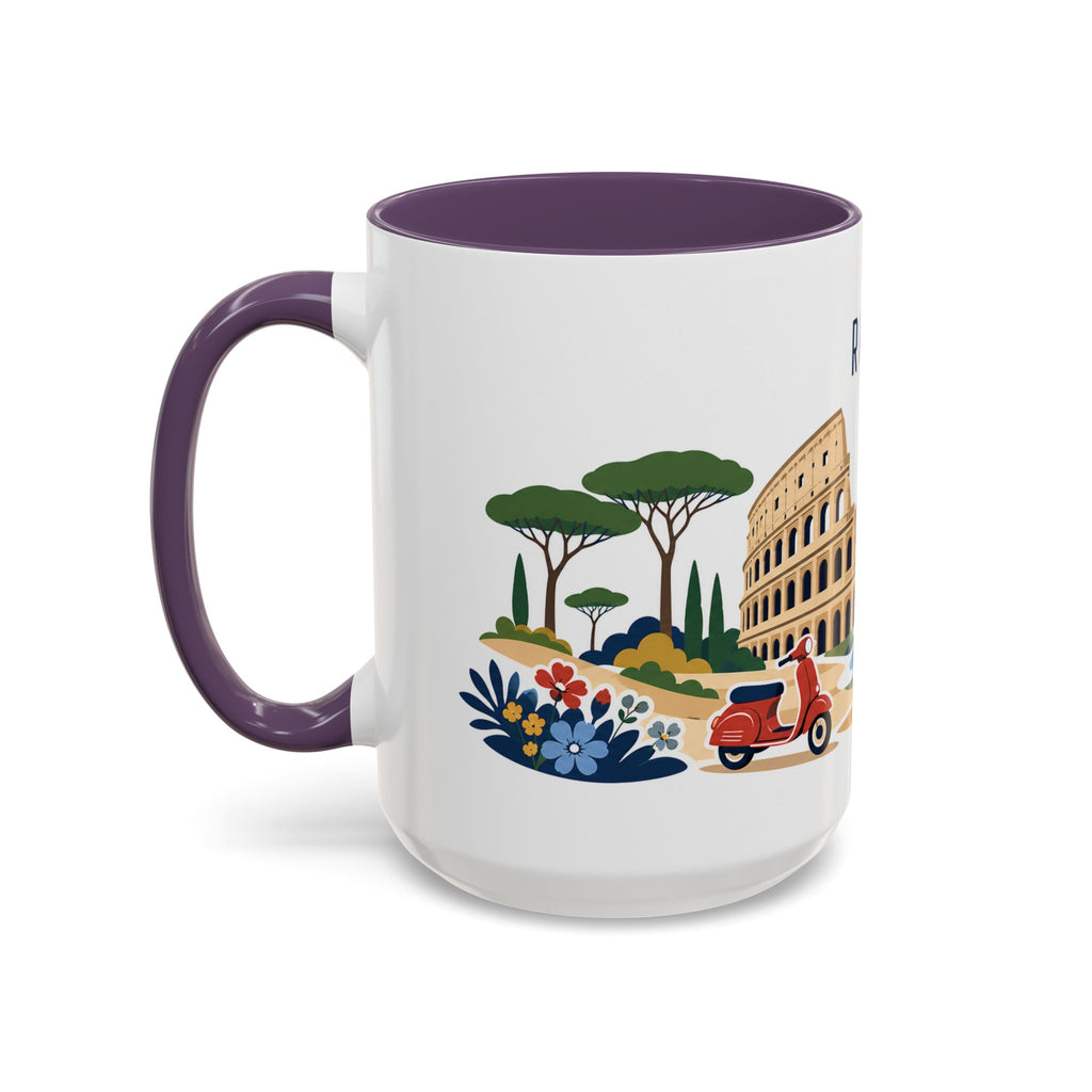 Rome Coffee Mug | Italy Travel Souvenir | Porcelain Decal City Gift | 11oz 15oz Accent Mug