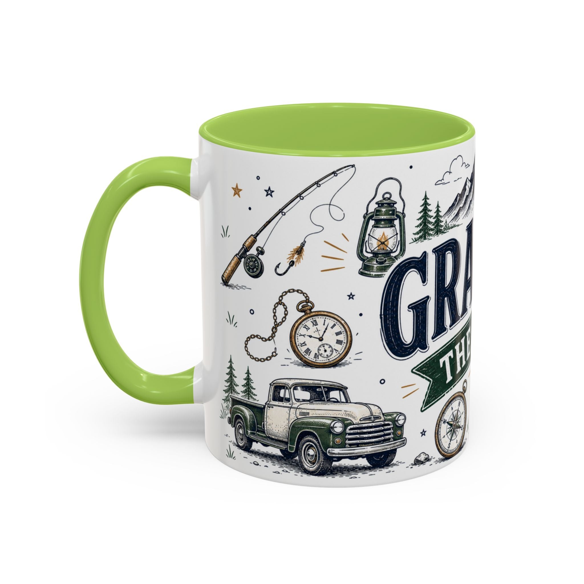 Grandpa The Legend Coffee Mug | Gift From Grandkids | Accent Color Ceramic 11oz 15oz