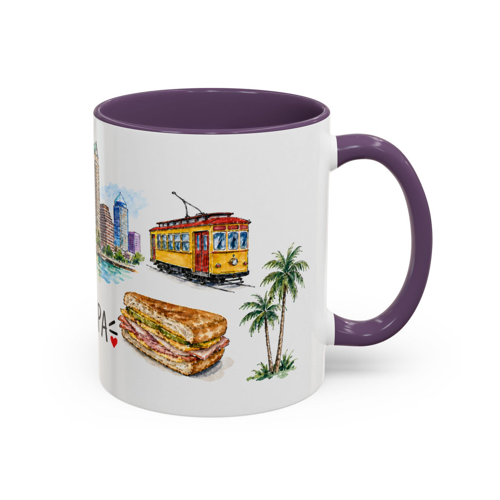 Tampa Illustrated Travel Mug | City Souvenir Accent Coffee Mug | 11oz 15oz Ceramic Cup