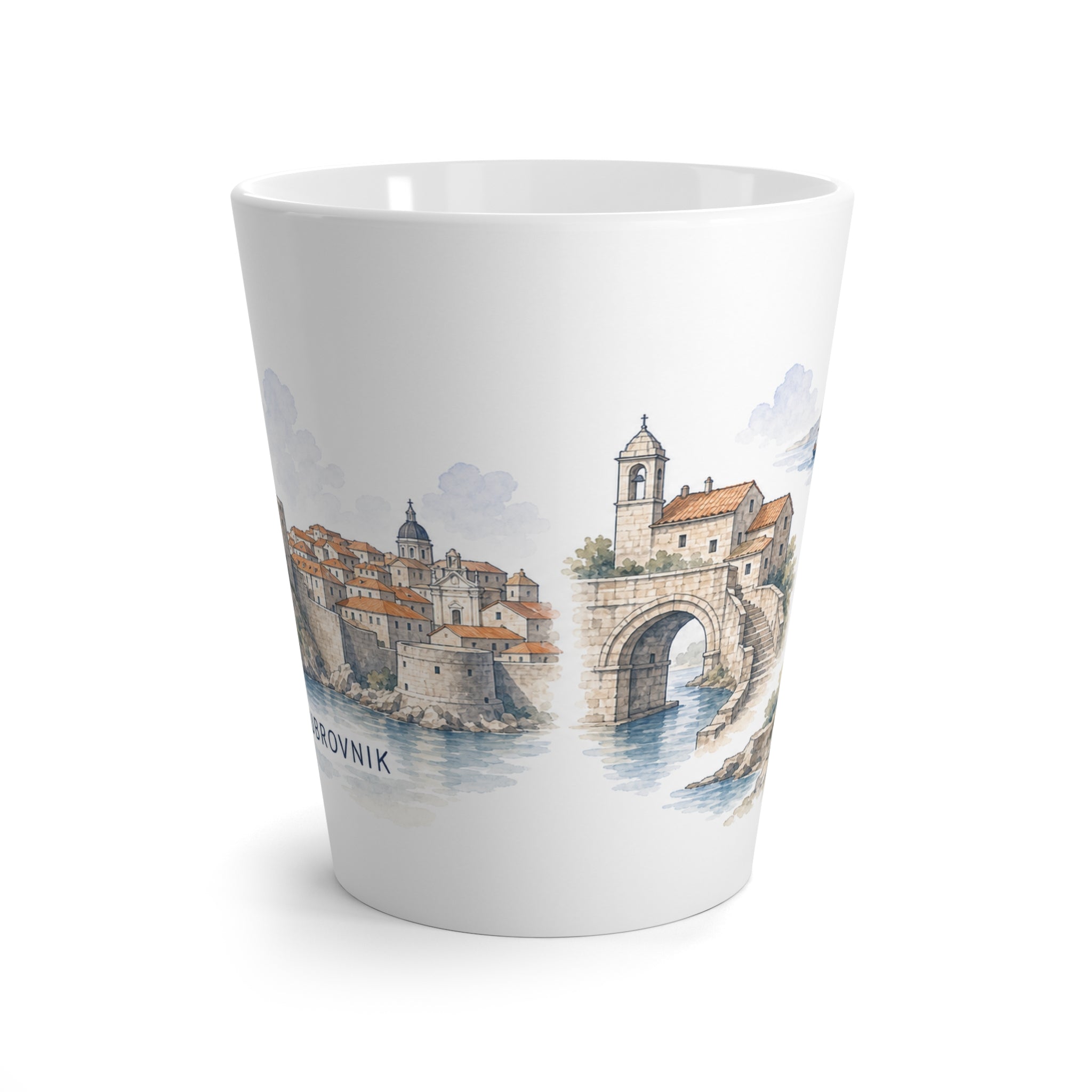 Dubrovnik Latte Mug | Watercolor City Travel Mug | 12 oz Ceramic Souvenir Gift