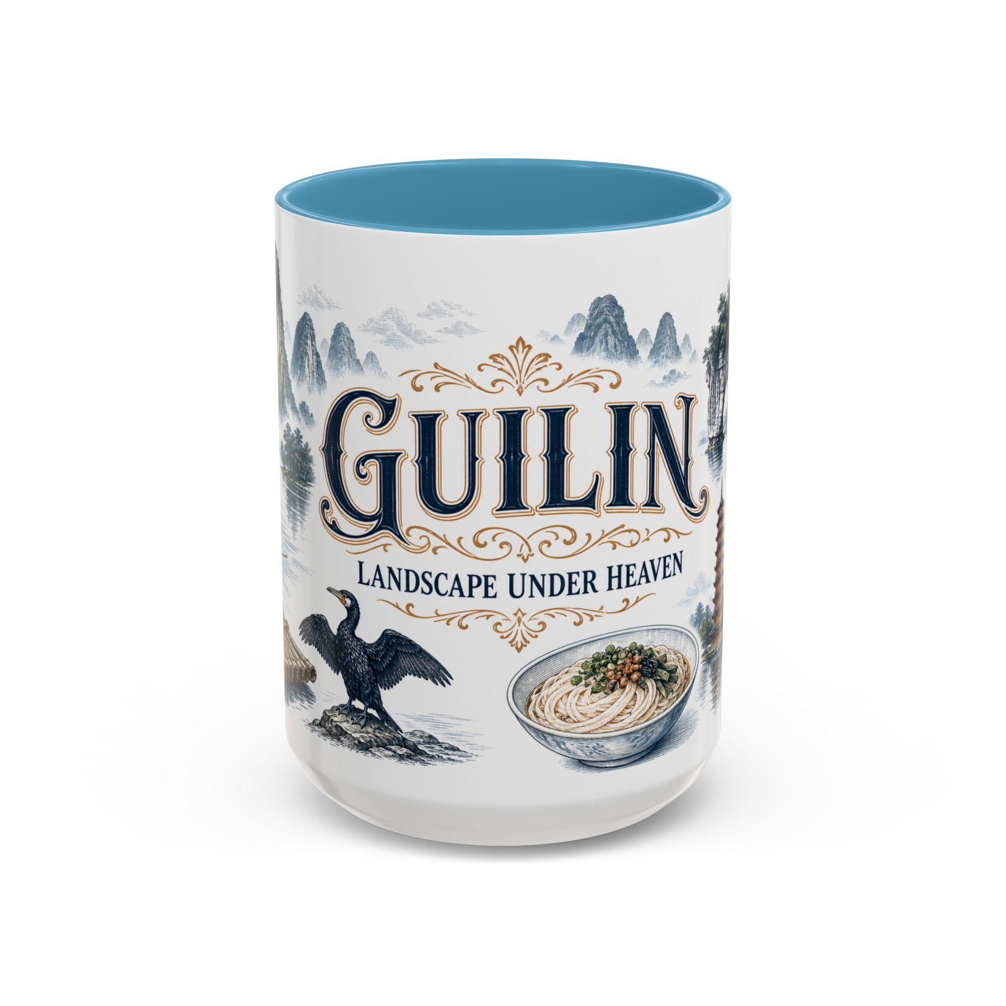 Guilin Coffee Mug | China Travel Souvenir | Vintage Illustrated City Gift | 11 oz 15 oz Accent Mug