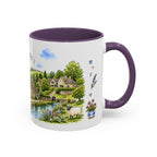 Bibury Illustrated Travel Mug | England Souvenir Accent Coffee Mug | 11oz 15oz Ceramic Cup