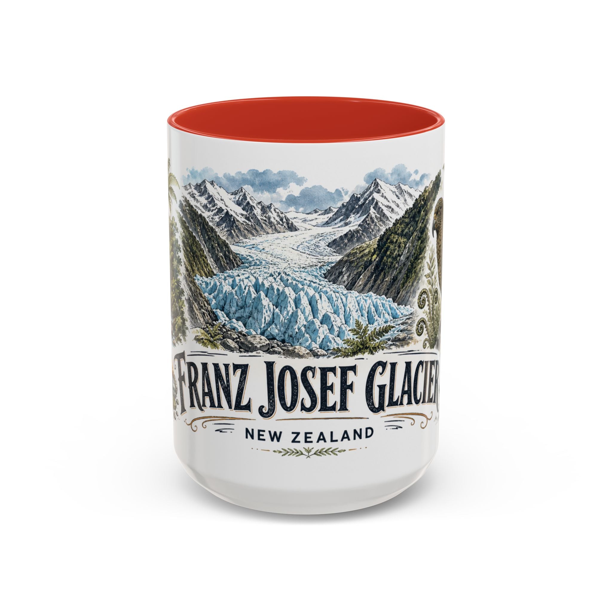 Franz Josef Glacier Mug, New Zealand Travel Souvenir, Bucket List Gift, Accent Ceramic Coffee Mug 11oz 15oz