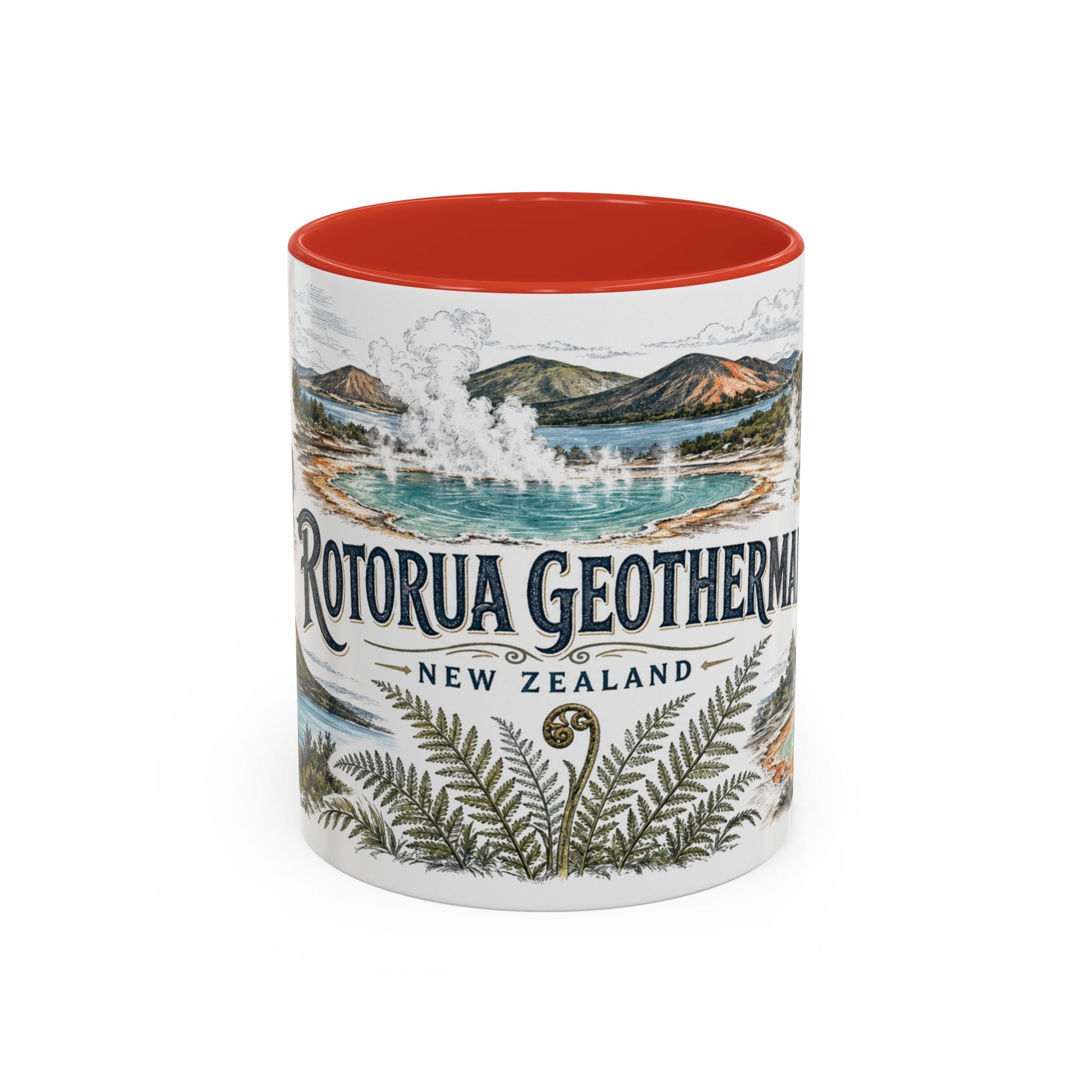 Rotorua Geothermal Mug, New Zealand Travel Souvenir, Bucket List Gift, Accent Ceramic Coffee Mug 11oz 15oz