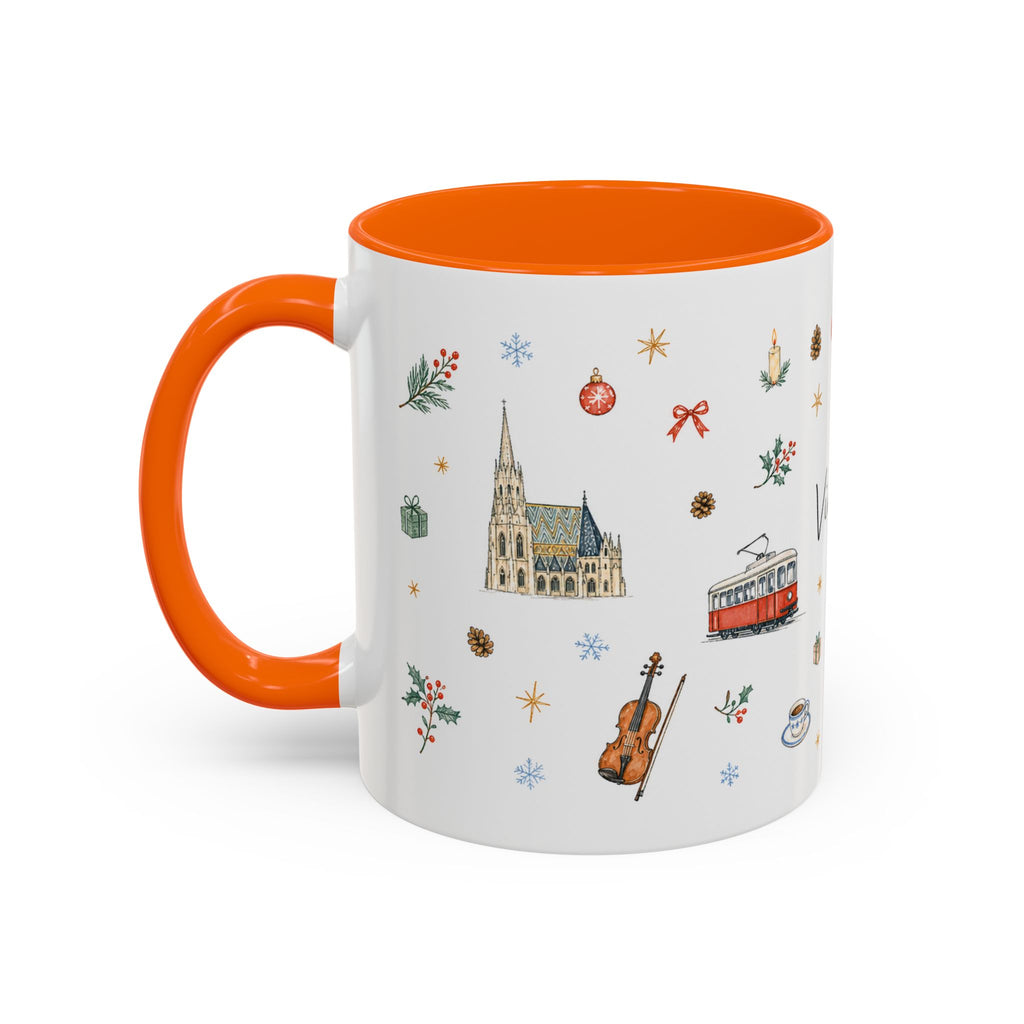 Vienna Christmas Mug | Watercolor Travel Souvenir | Holiday Gift | Accent Ceramic Coffee Cup 11oz 15oz