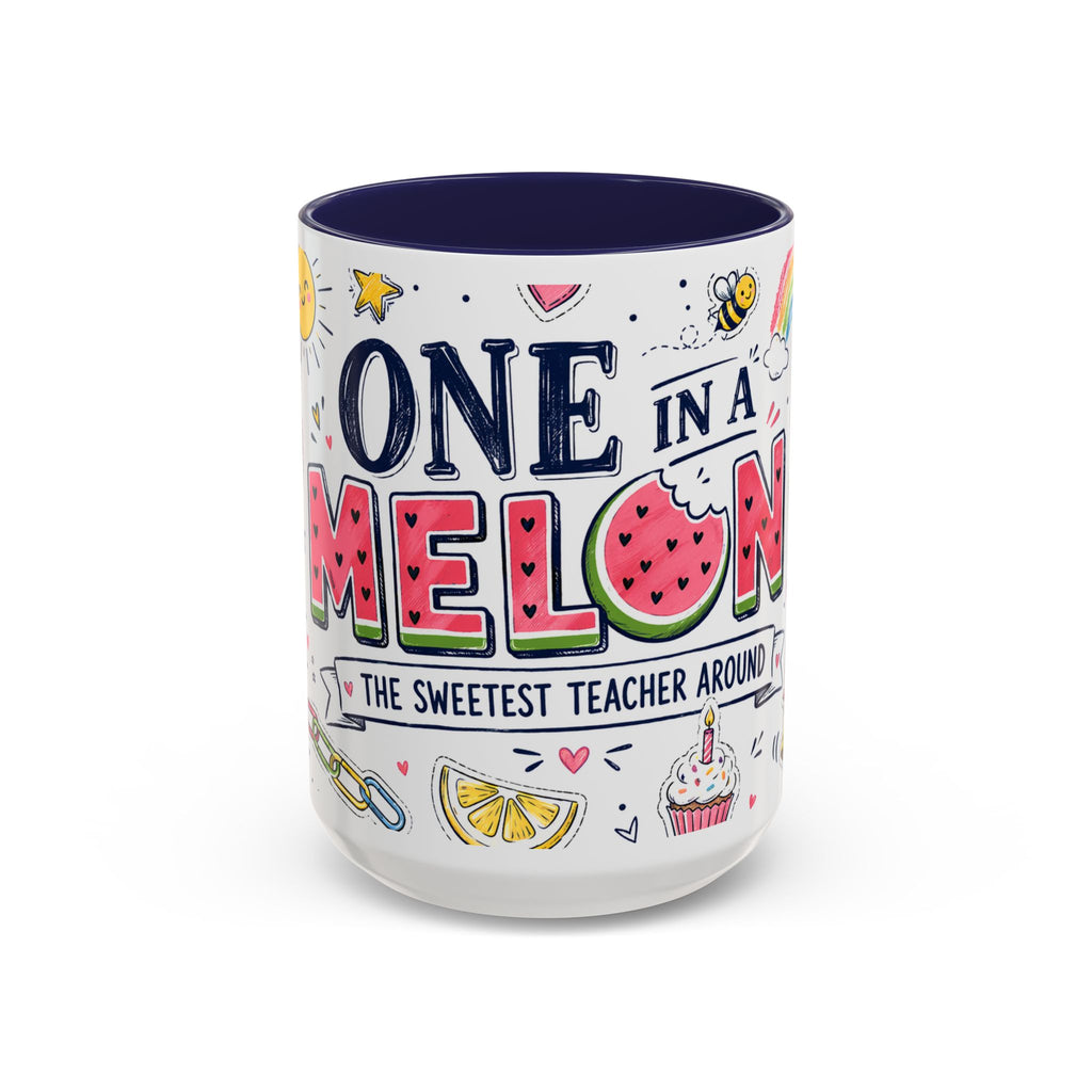 One in a Melon Coffee Mug | Sweetest Teacher Appreciation Gift | Accent Color Ceramic 11oz 15oz