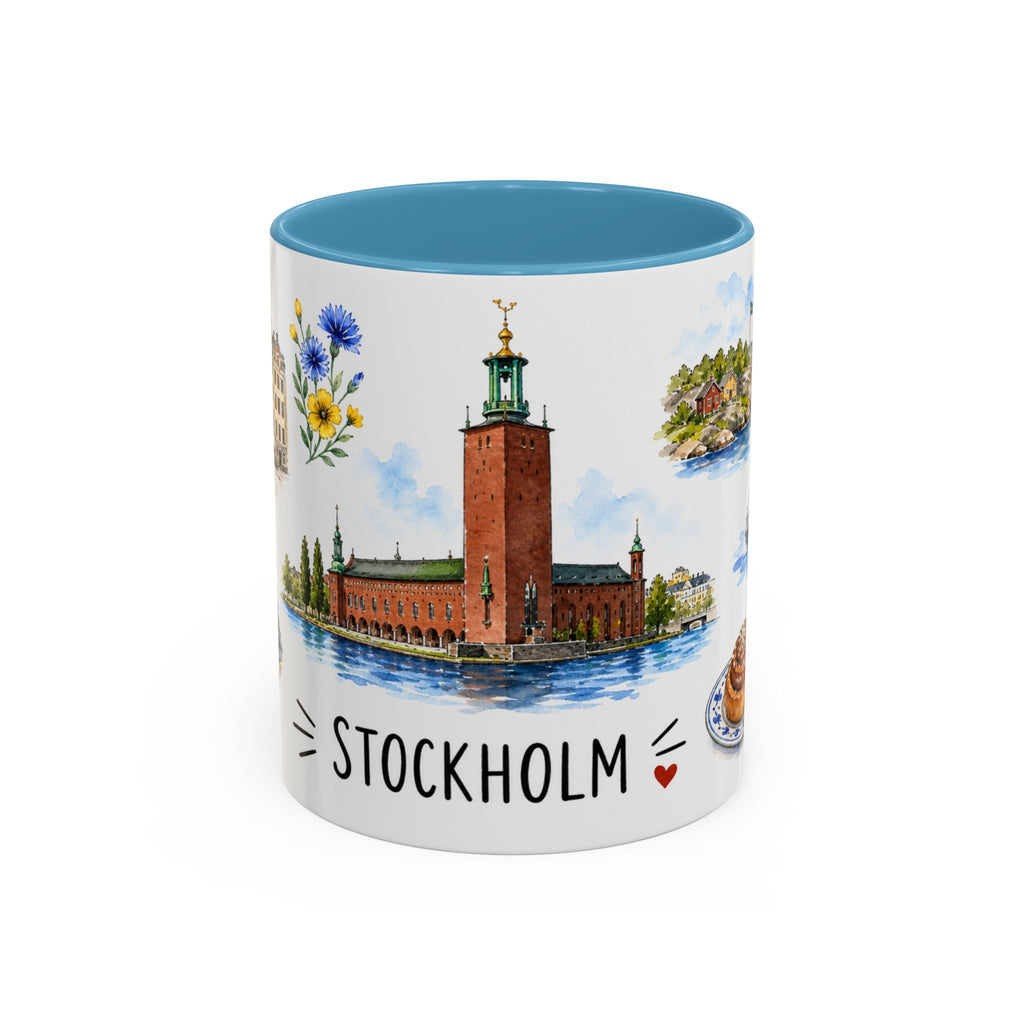 Stockholm Illustrated Travel Mug | City Souvenir Accent Coffee Mug | 11oz 15oz Ceramic Cup
