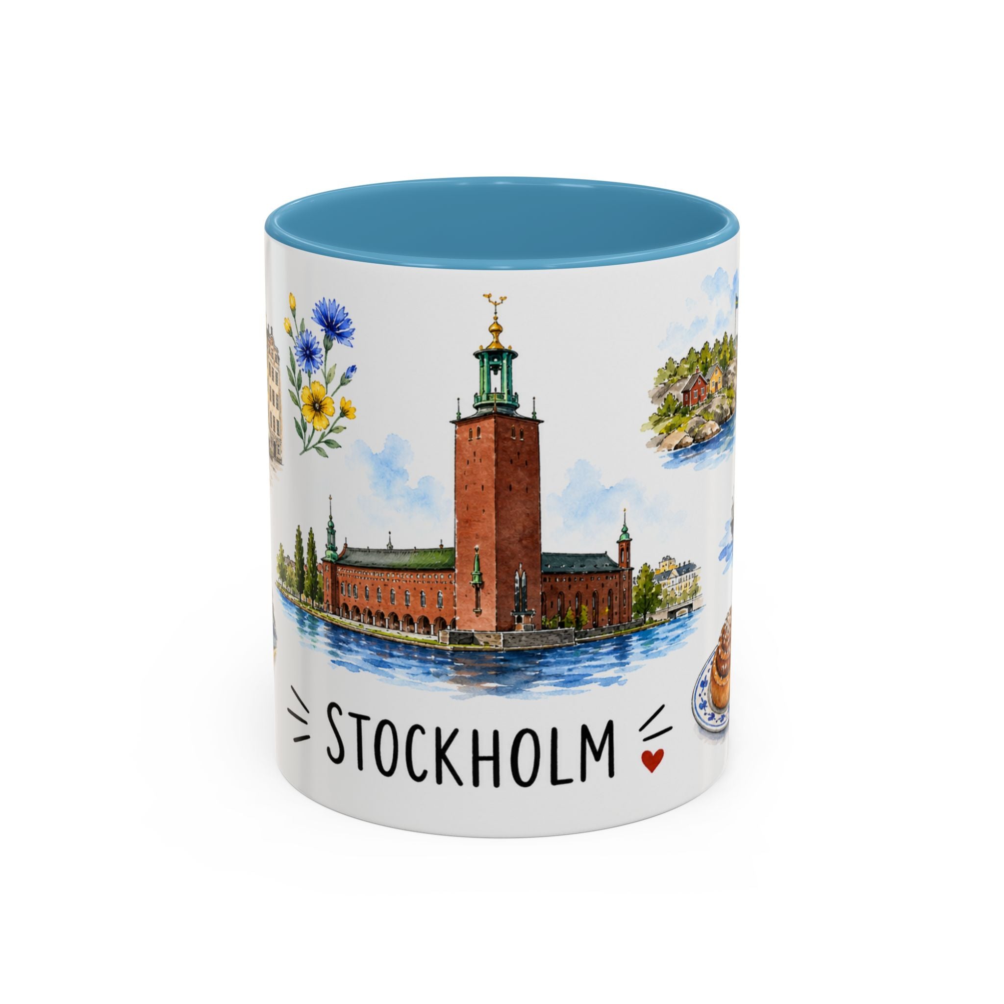 Stockholm Illustrated Travel Mug | City Souvenir Accent Coffee Mug | 11oz 15oz Ceramic Cup