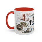 San Francisco Coffee Mug | California Souvenir Travel Gift | Accent Color Ceramic 11oz 15oz