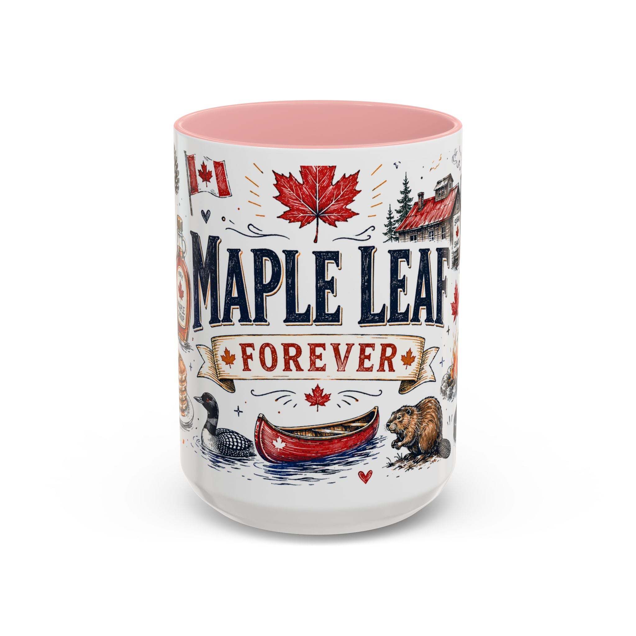 Maple Leaf Forever Coffee Mug | Canadian Pride Gift | Accent Color Ceramic 11oz 15oz
