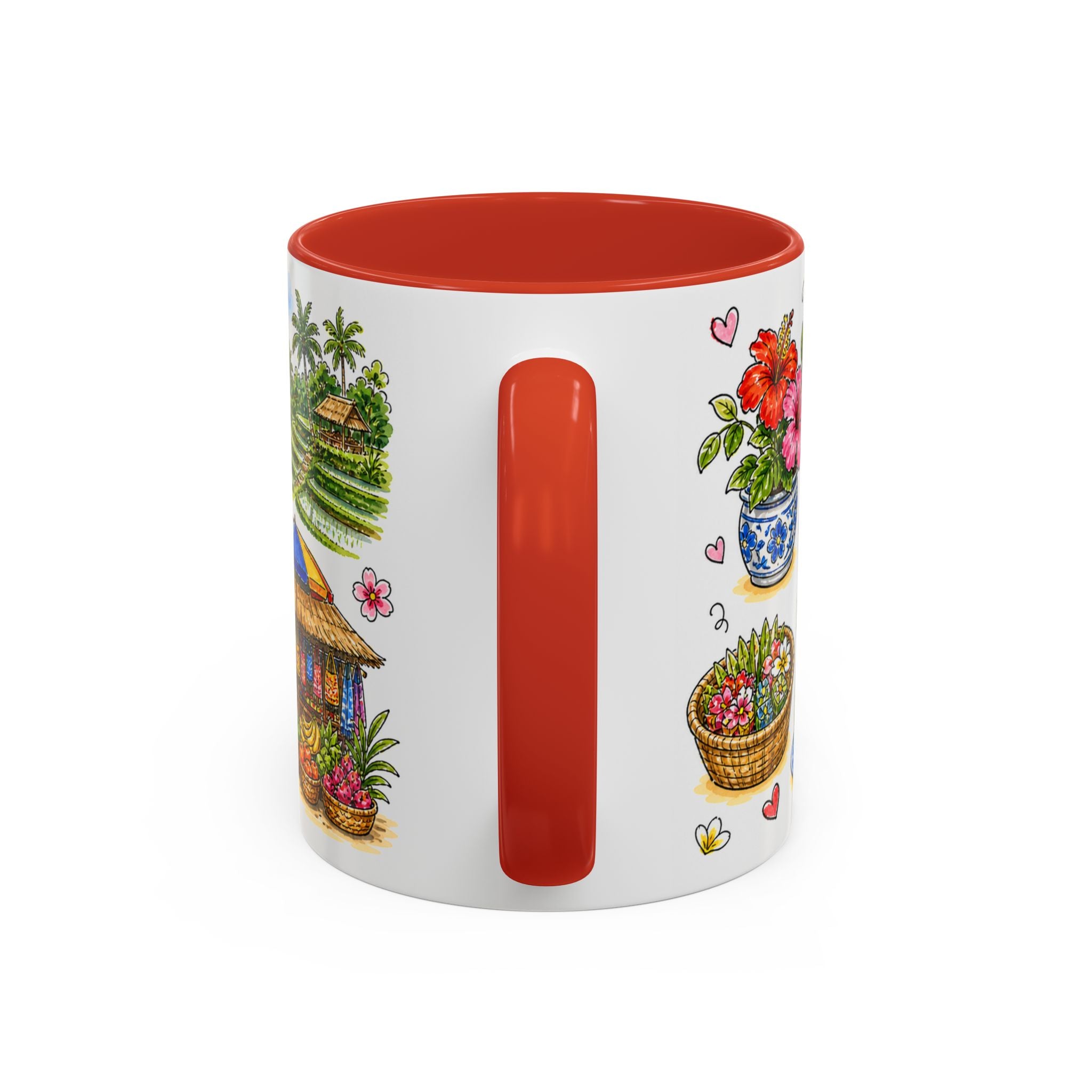 Ubud Illustrated Travel Mug | City Souvenir Accent Coffee Mug | 11oz 15oz Ceramic Cup