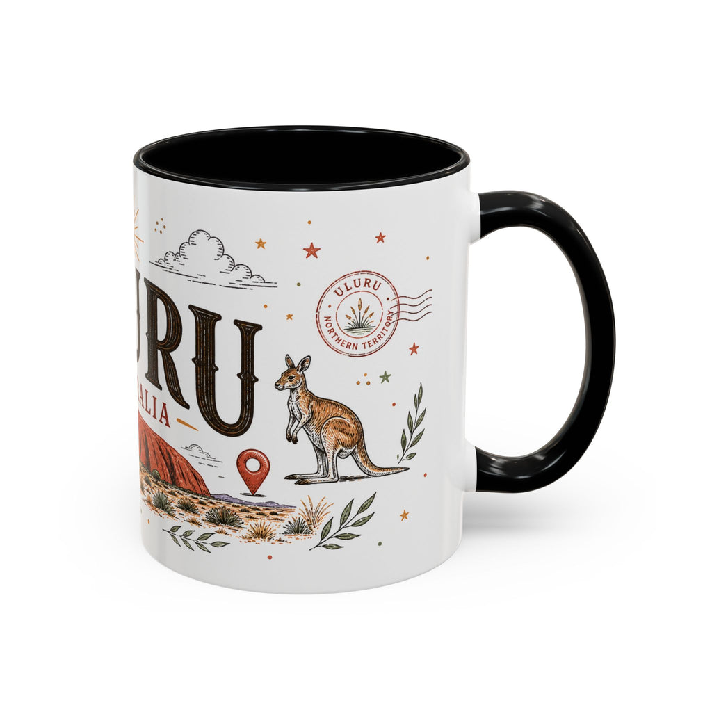 Uluru Coffee Mug | Travel Destination Souvenir Gift | Accent Color Ceramic 11oz 15oz