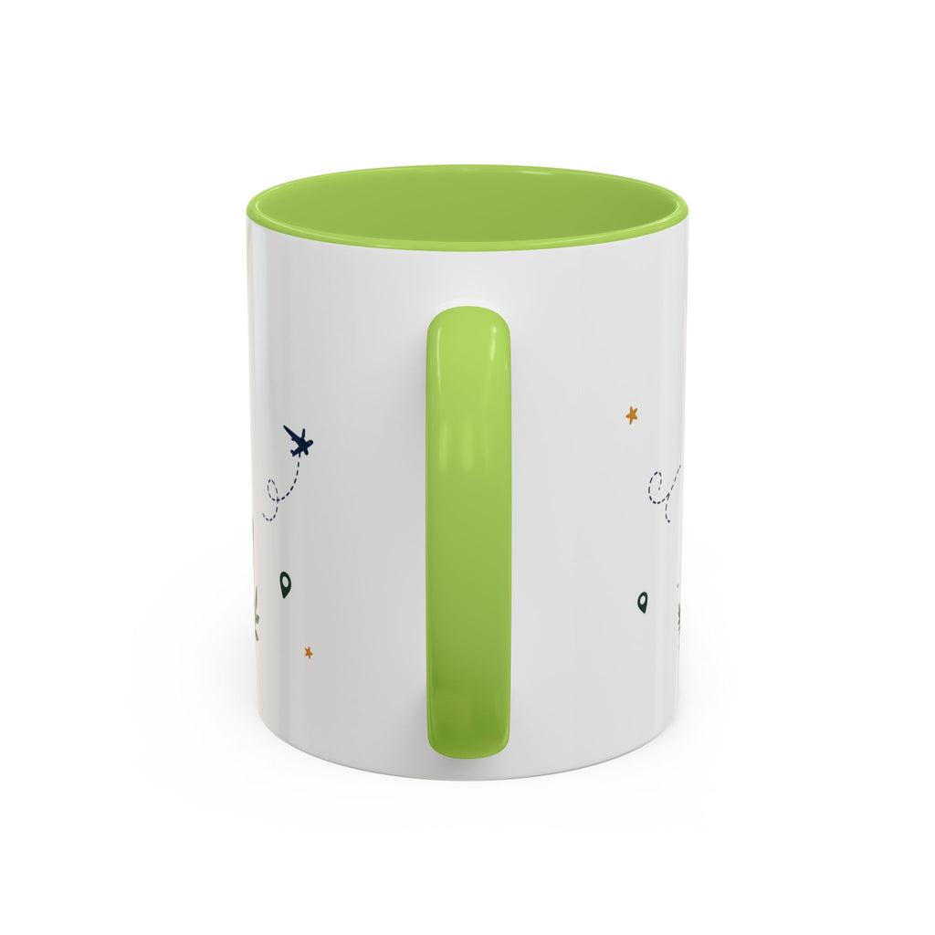 Retirement Plan Coffee And Adventures Mug | Travel Retirement Gift | Accent Color Ceramic 11oz 15oz