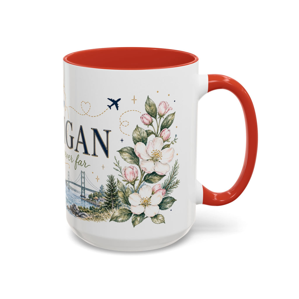 Michigan State Map Mug | Botanical Accents, Lakes Art | Homesick Gift