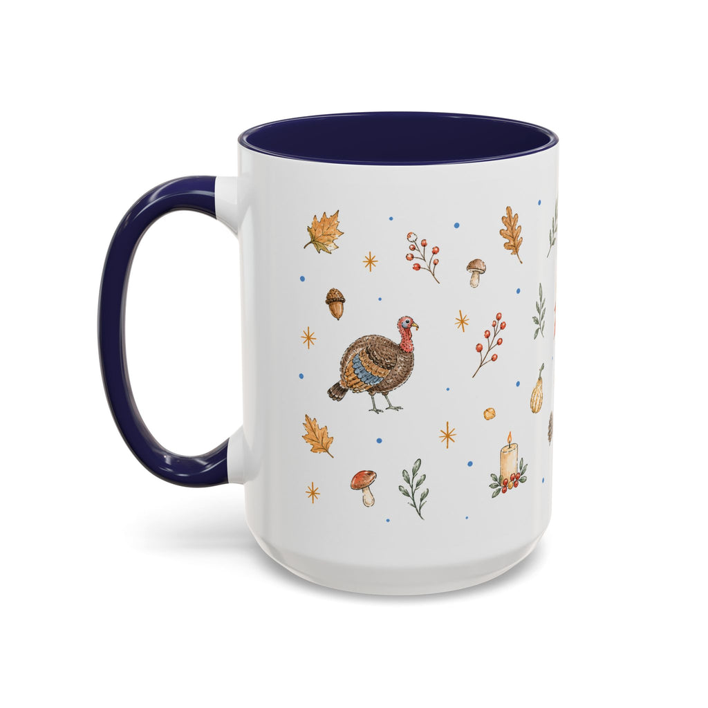 Thanksgiving Turkey Mug | Friendly Woodland Watercolor Gift | Autumn Accent Cup 11oz 15oz