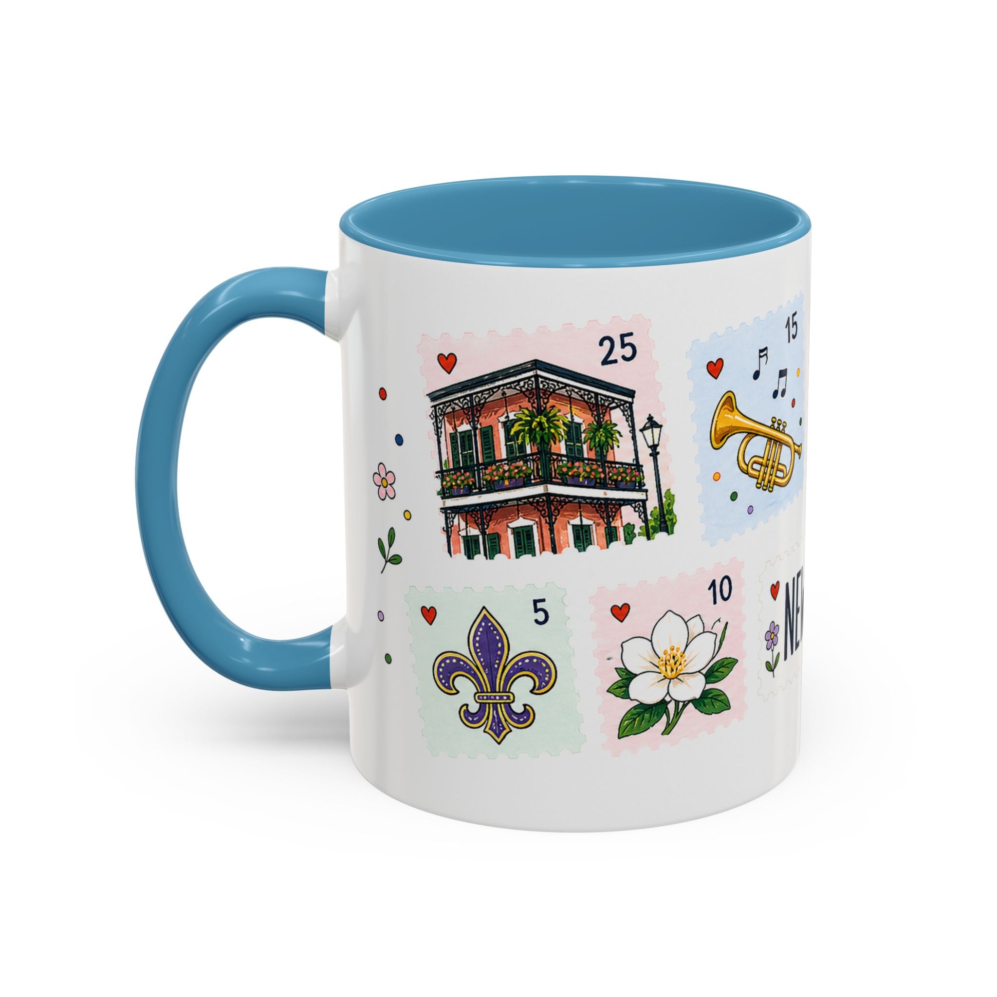 New Orleans Coffee Mug | Postage Stamp Collage Mug | Travel Souvenir Accent Cup 11oz 15oz