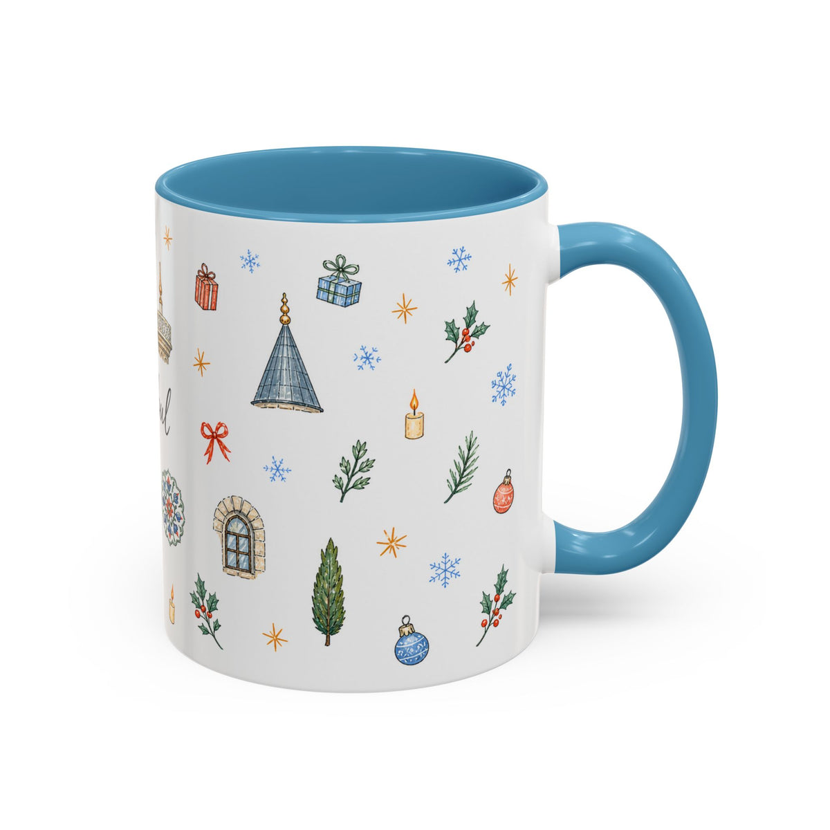 Istanbul Christmas Mug | Watercolor Travel Souvenir | Holiday Gift | Accent Ceramic Coffee Cup 11oz 15oz