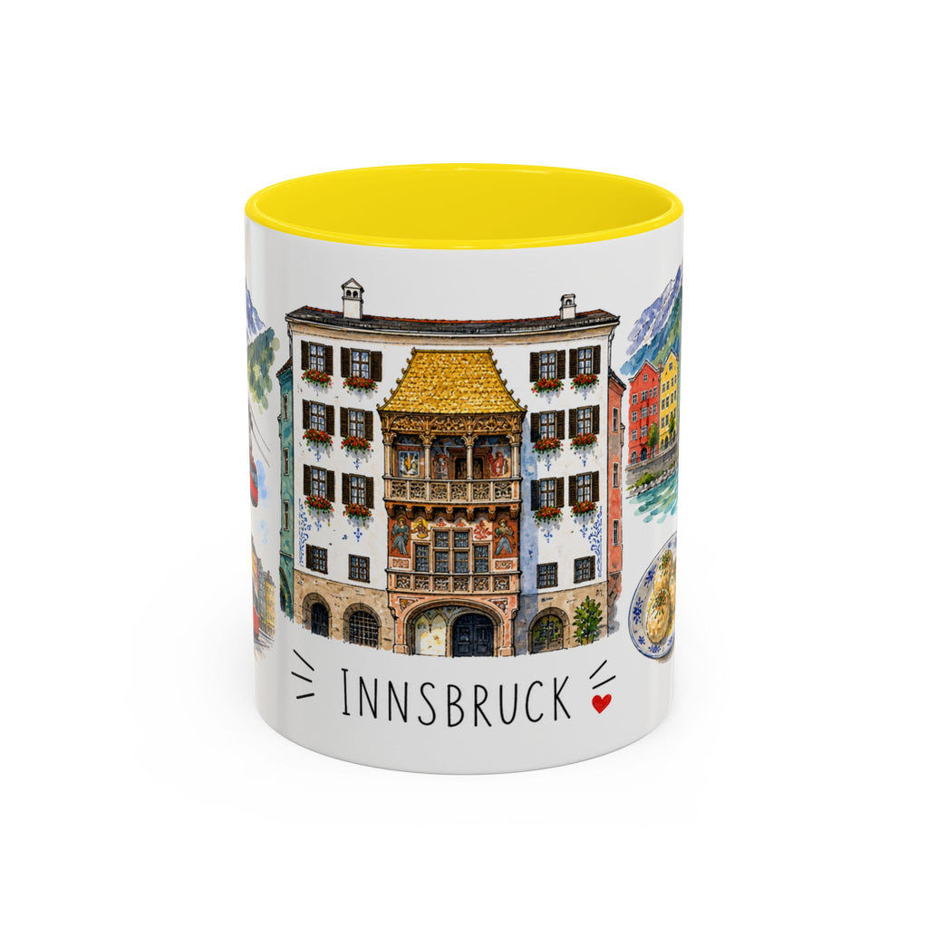 Innsbruck Illustrated Travel Mug | City Souvenir Accent Coffee Mug | 11oz 15oz Ceramic Cup