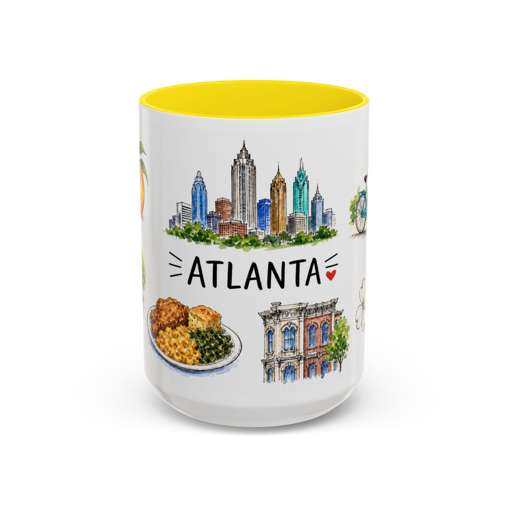 Atlanta Illustrated Travel Mug | City Souvenir Accent Coffee Mug | 11oz 15oz Ceramic Cup