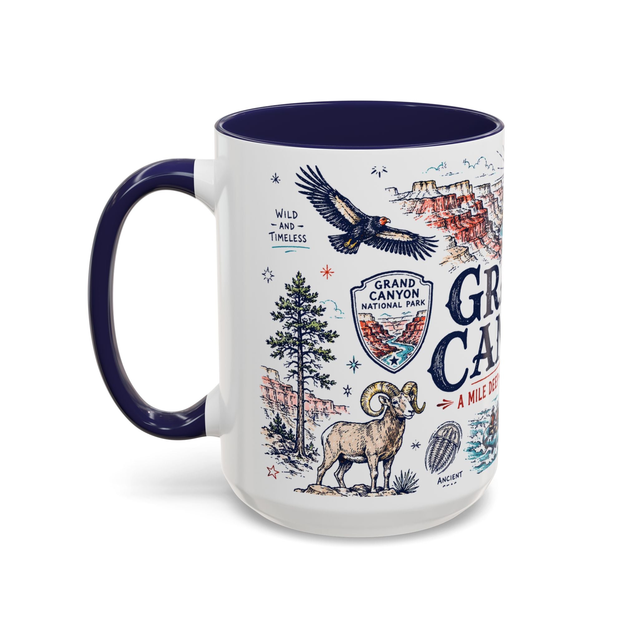 Grand Canyon National Park Coffee Mug | Hiking Camping Nature Gift | Accent Color Ceramic 11oz 15oz