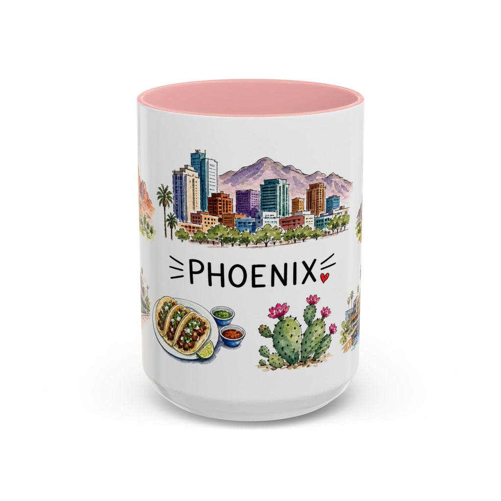 Phoenix Illustrated Travel Mug | City Souvenir Accent Coffee Mug | 11oz 15oz Ceramic Cup