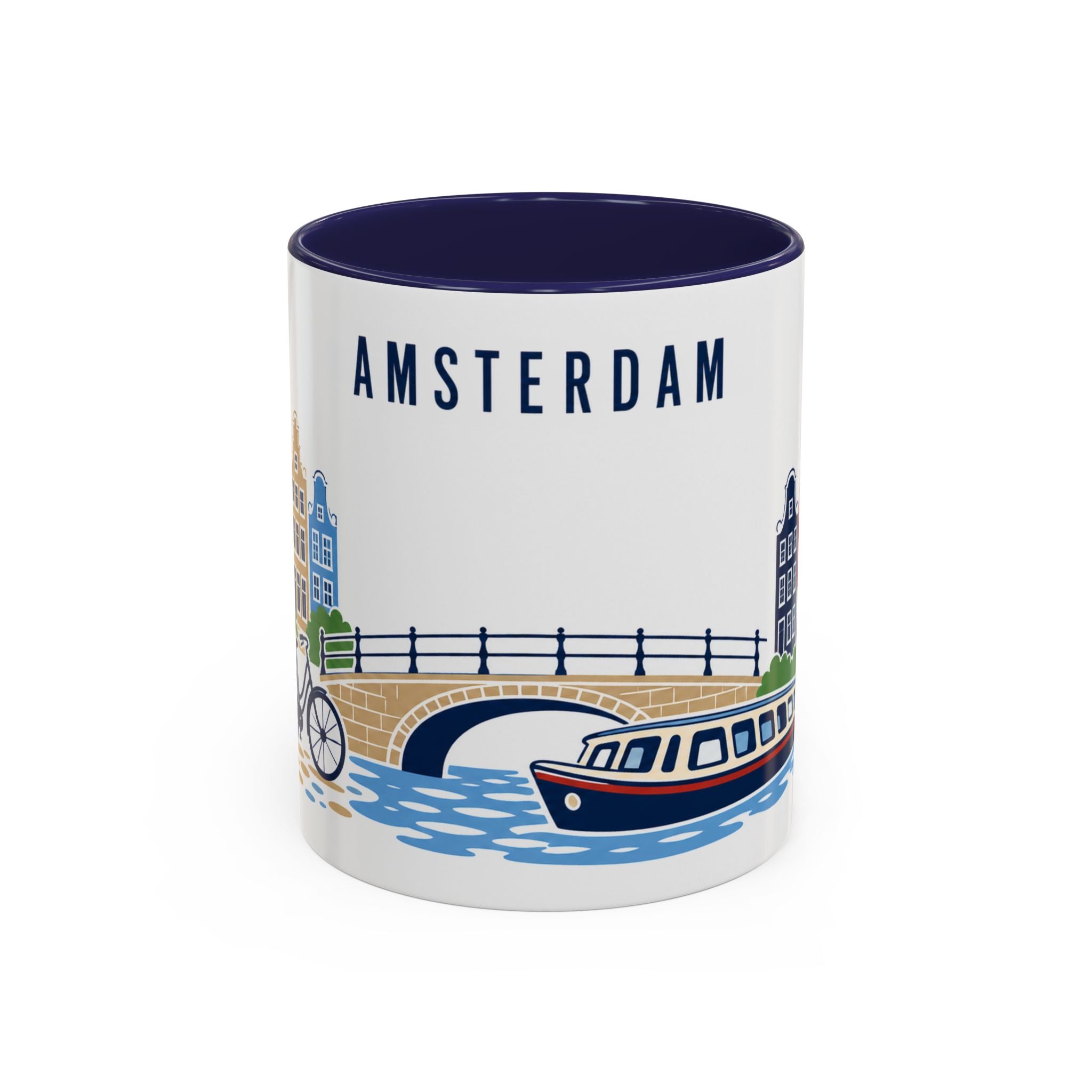 Amsterdam Coffee Mug | Netherlands Travel Souvenir | Porcelain Decal City Gift | 11oz 15oz Accent Mug